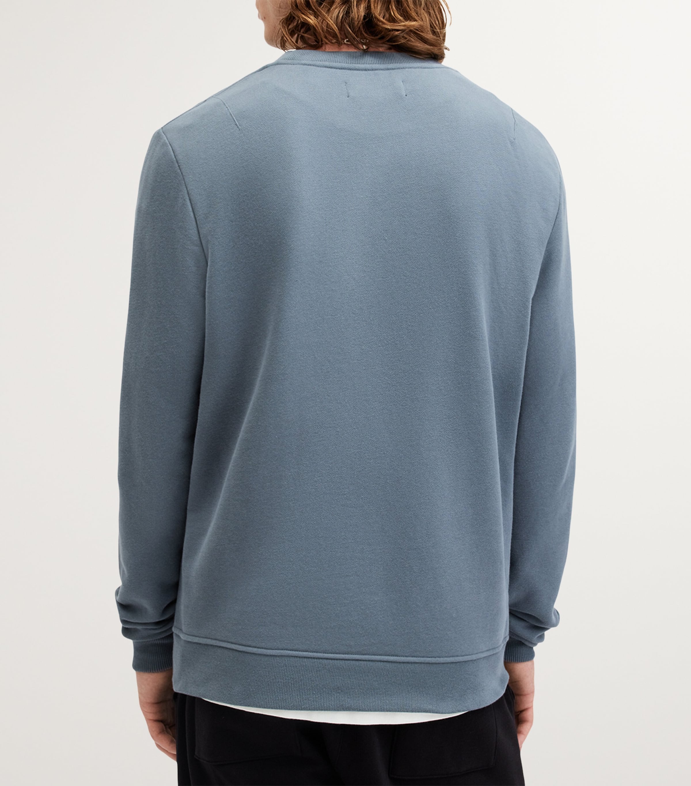 AllSaints Mens Cotton Raven Crew-Neck Sweatshirt Ashy Blue Image 4