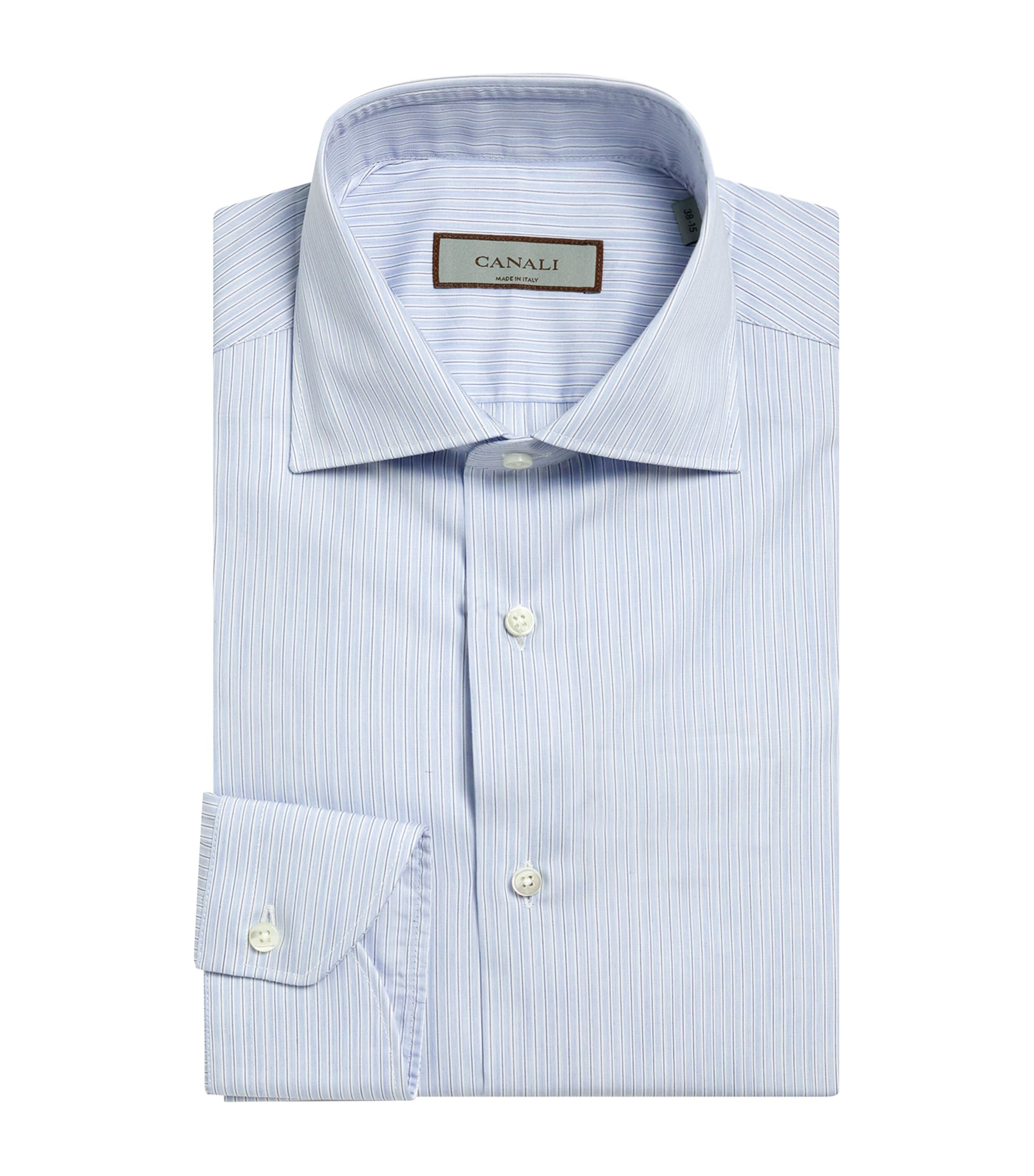 Canali Mens Cotton Stripe Shirt Image 1