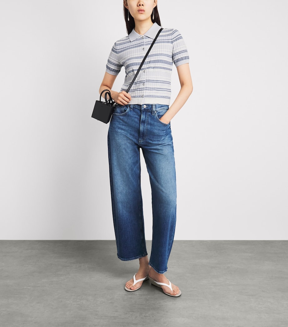 Rag & Bone Womens Cotton-Blend Stripe Karina Cardigan Ltblue Image 2