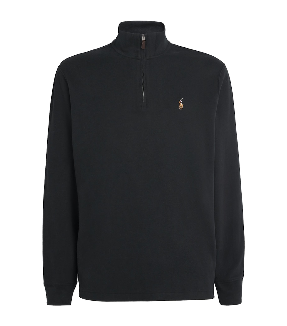 Polo Ralph Lauren Mens Cotton Quarter-Zip Sweater Polo Black Image 1