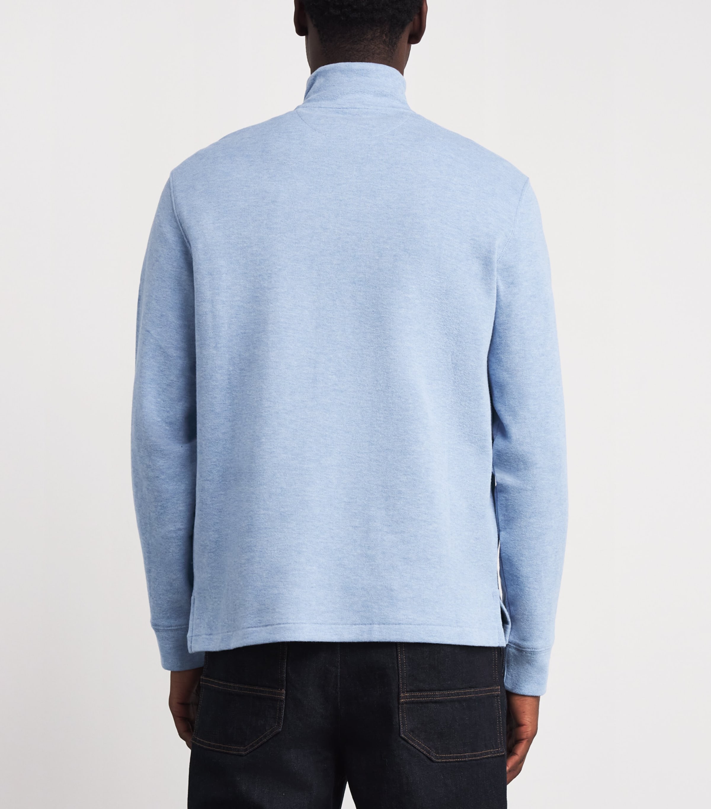 Cotton Logo Quarter-Zip Sweater BLUE HEATHER Image 4