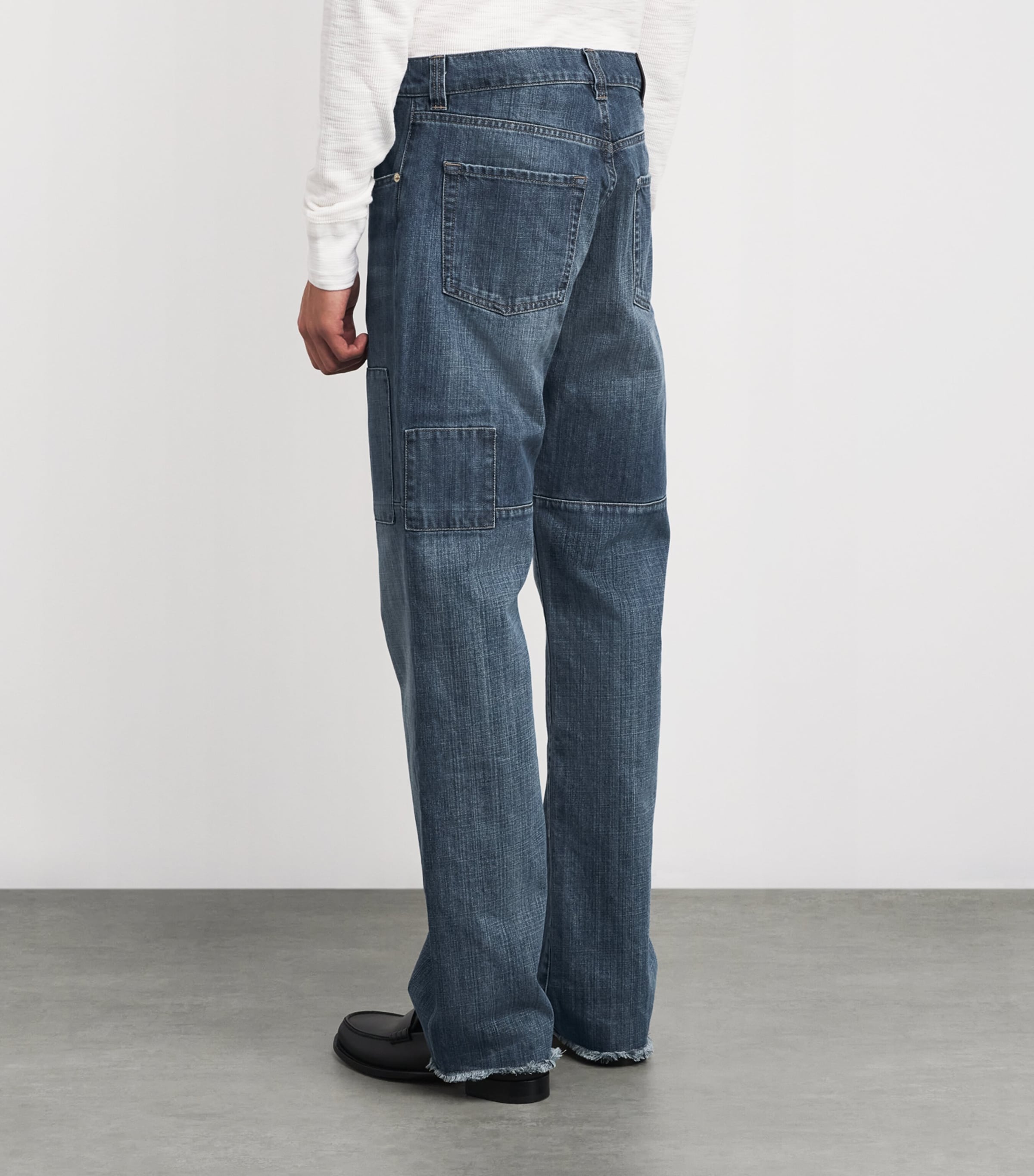 Frayed-Hem Straight Jeans BLUE VINTAGE WASH Image 4