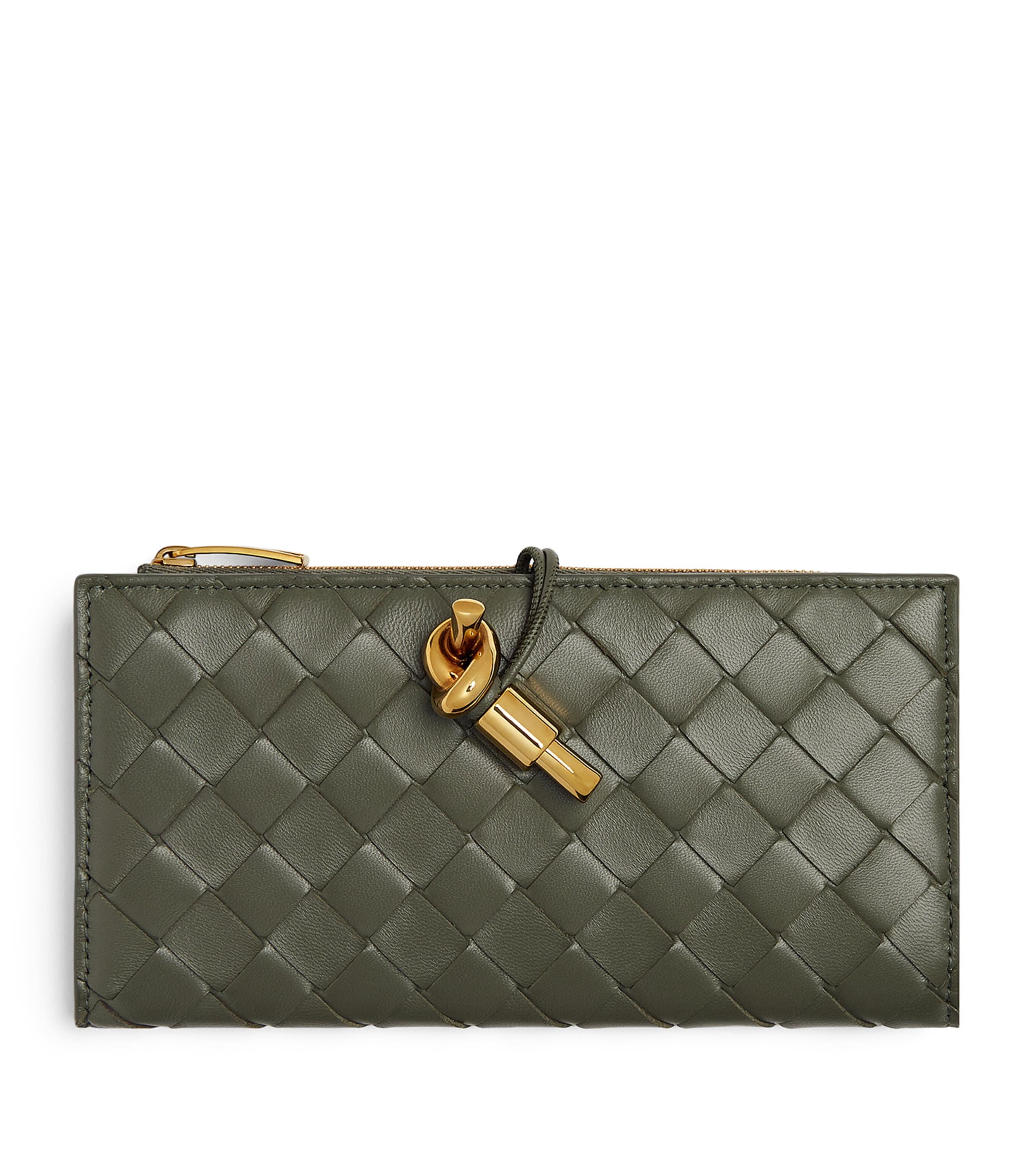 Bottega Veneta Green Leather Andiamo Long Wallet | Harrods US