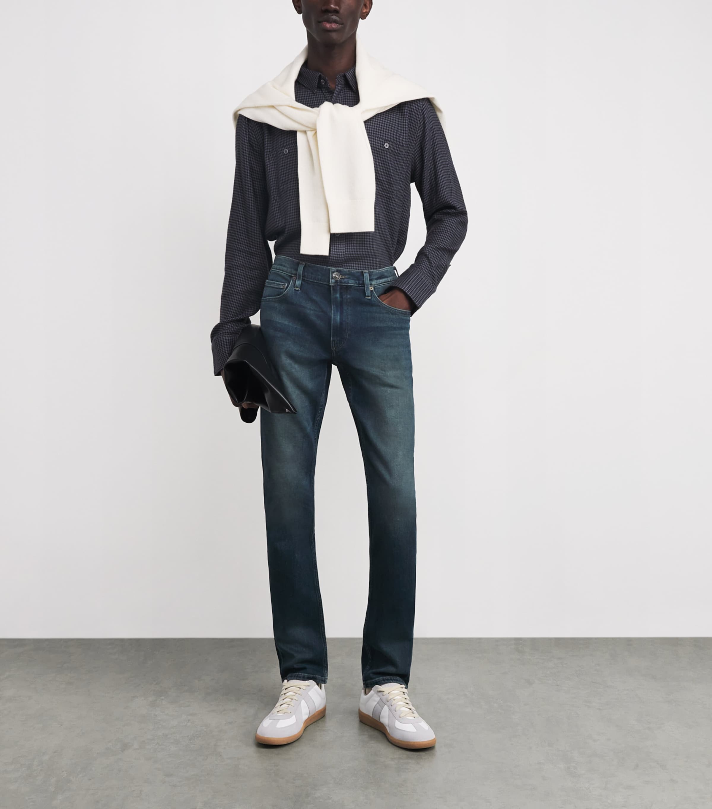 Cotton-Blend Check Everett Shirt DARK NAVY / BLUE ASH Image 2