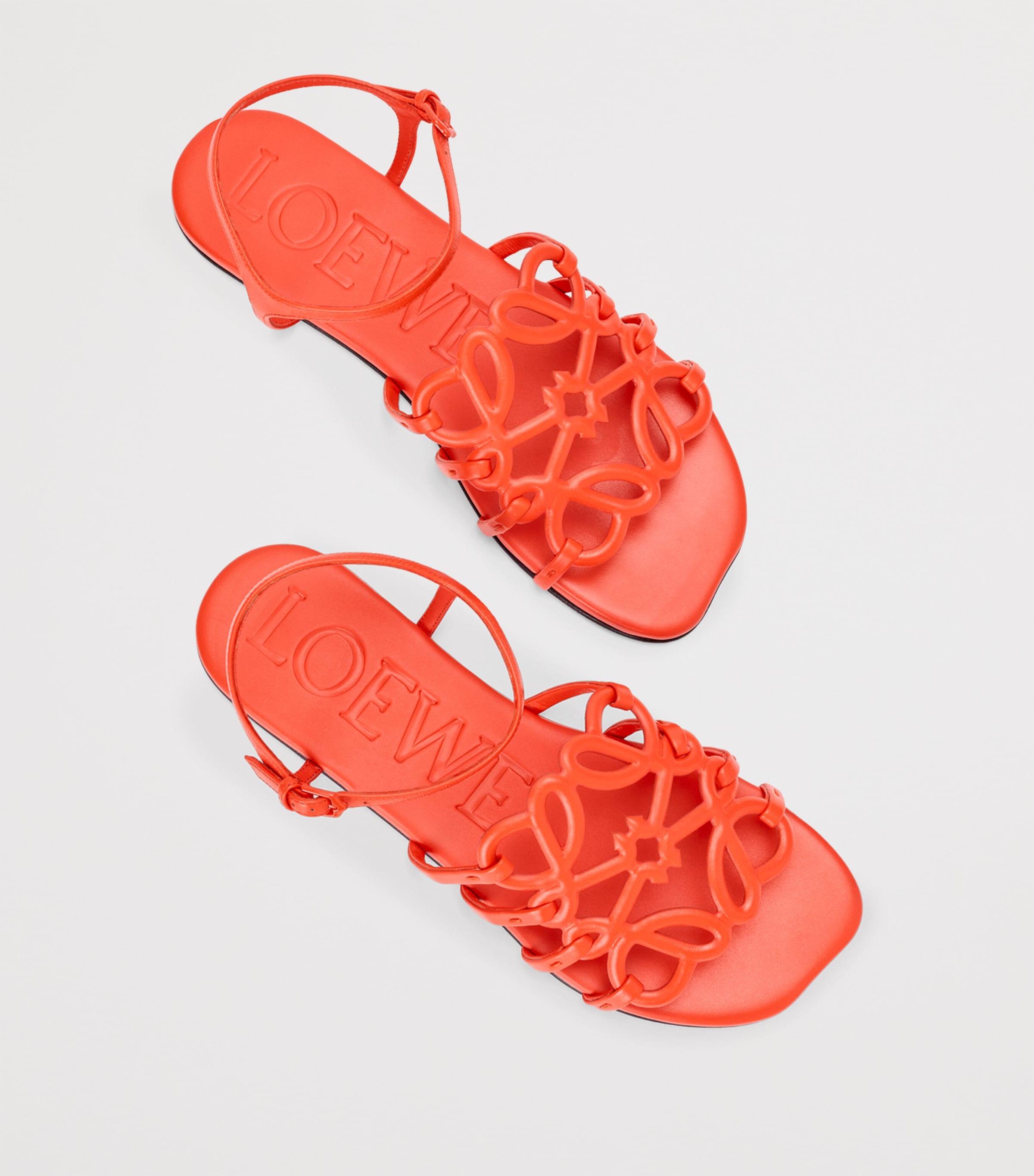 LOEWE x Paula's Ibiza Leather Petal Anagram Sandals Deep Saffron Image 3