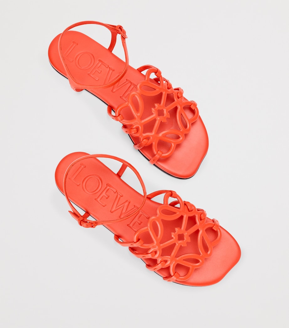 LOEWE x Paula's Ibiza Leather Petal Anagram Sandals Deep Saffron Image 3