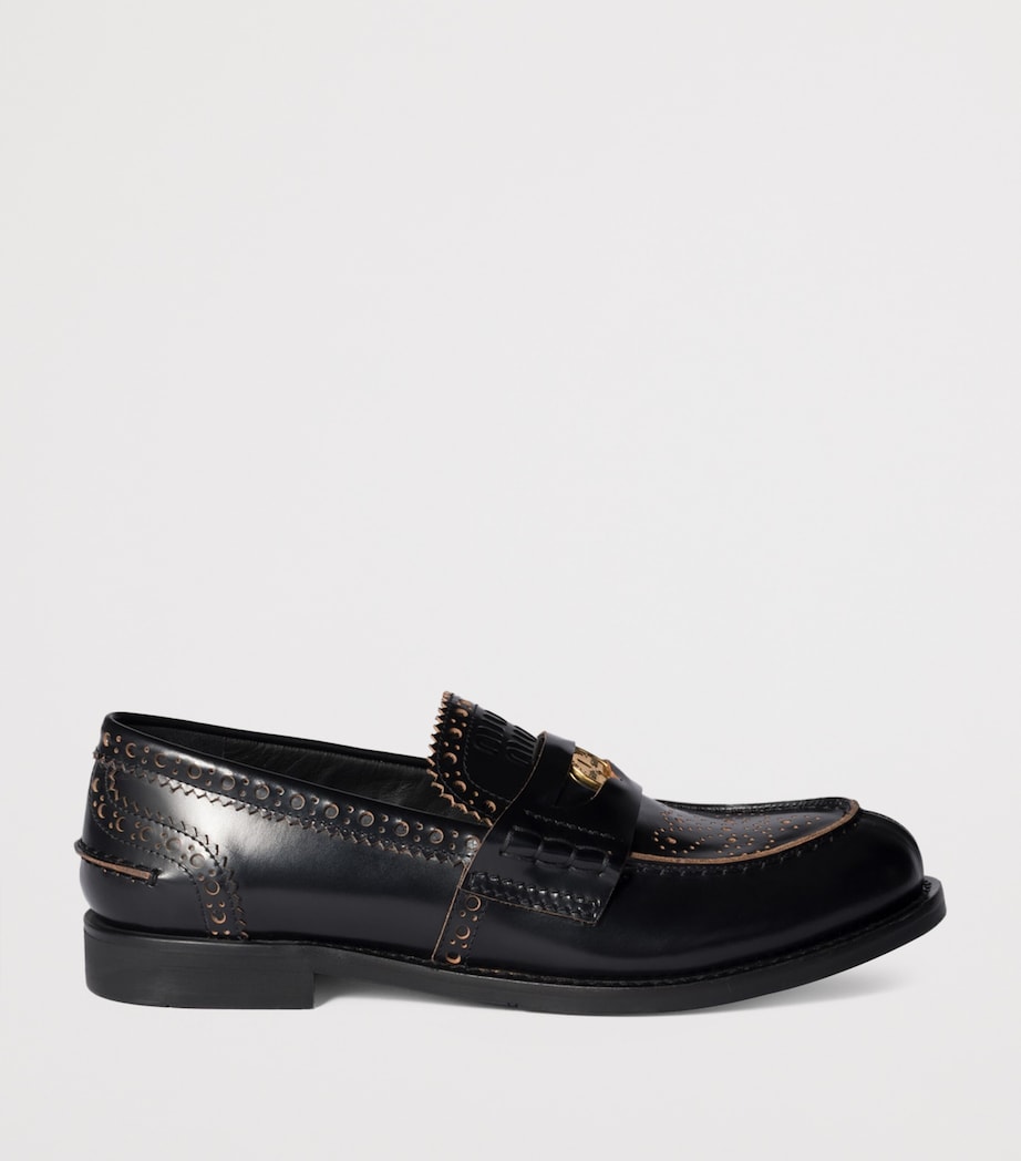 Embellished Leather Penny Loafers F0002 Image 1