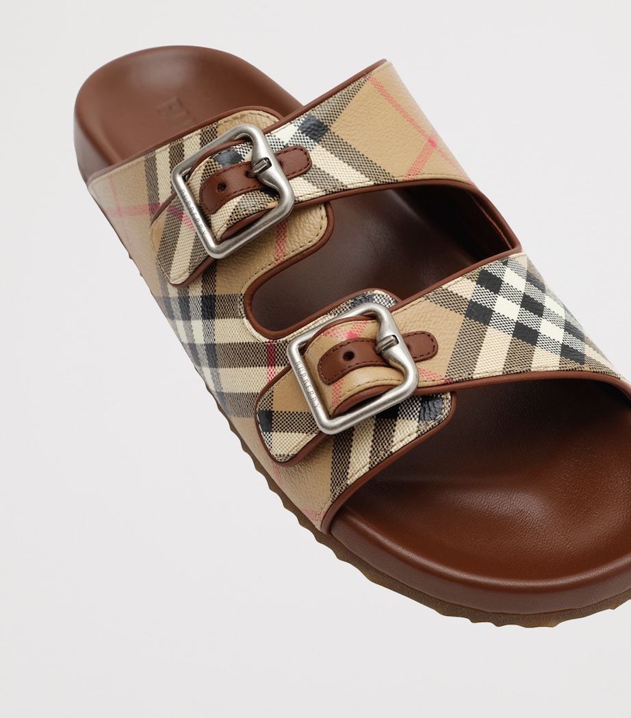 Burberry Canvas-Leather Check Urchin Slides Archive Beige Ip Chk Image 6