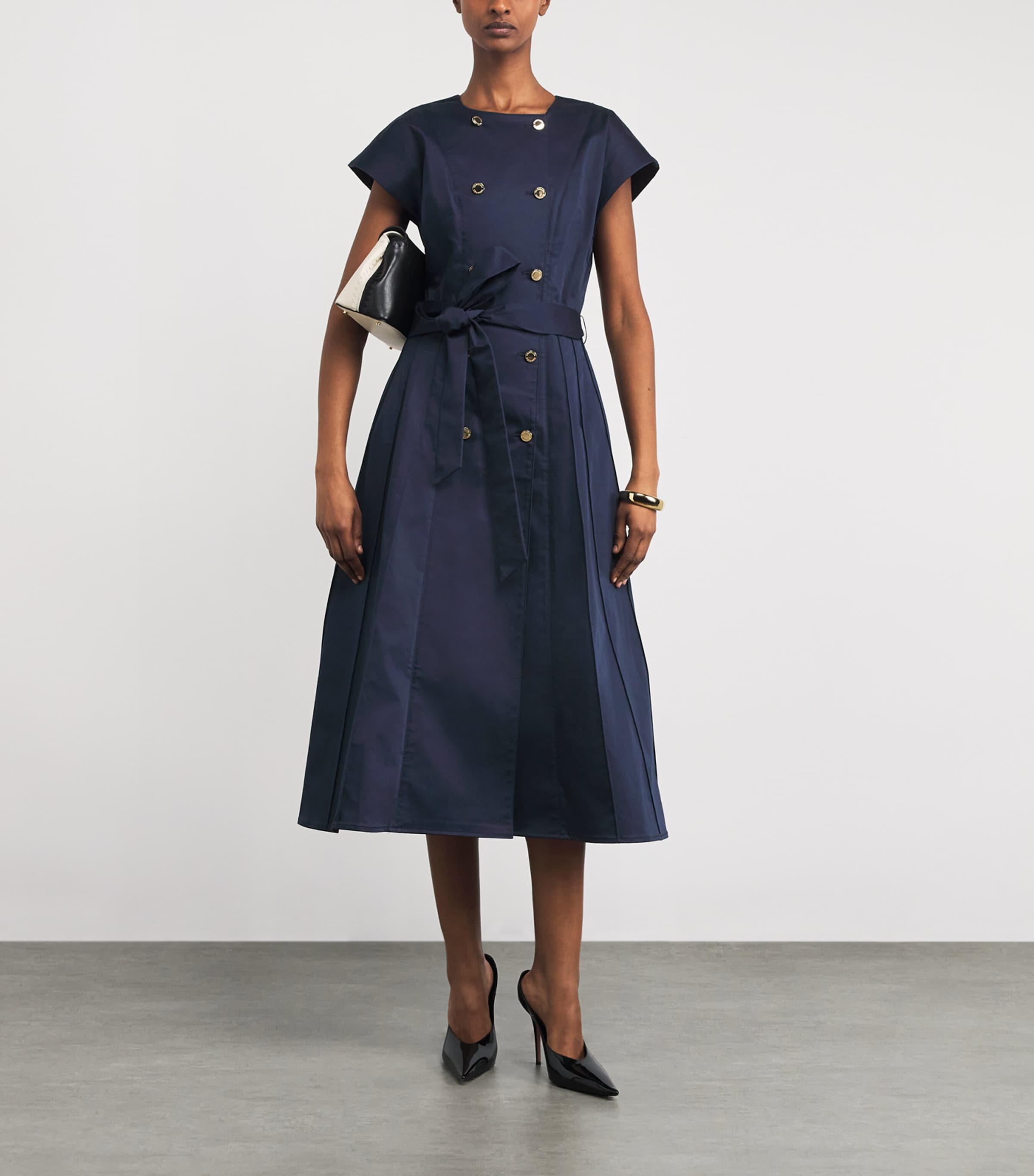 Cotton-Blend Double-Breasted Midi Dress 493 MIDNIGHT Image 2