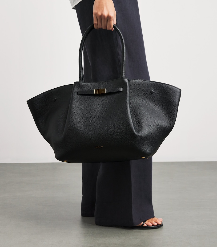 Leather New York Tote Bag BLACK Image 5