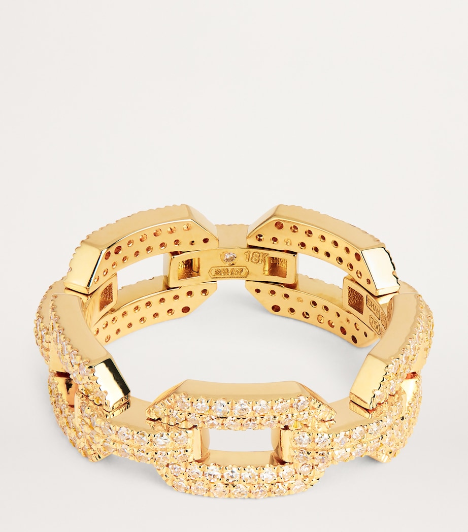 Yellow Gold and Diamond Pavé Link Ring YELLOW GOLD Image 3