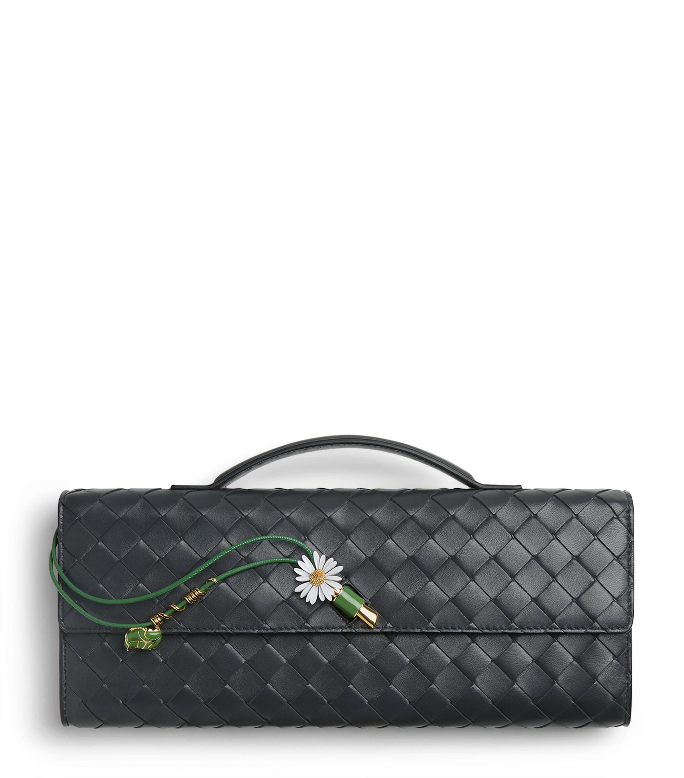 Bottega Veneta Leather Andiamo Clutch Bag In Brown