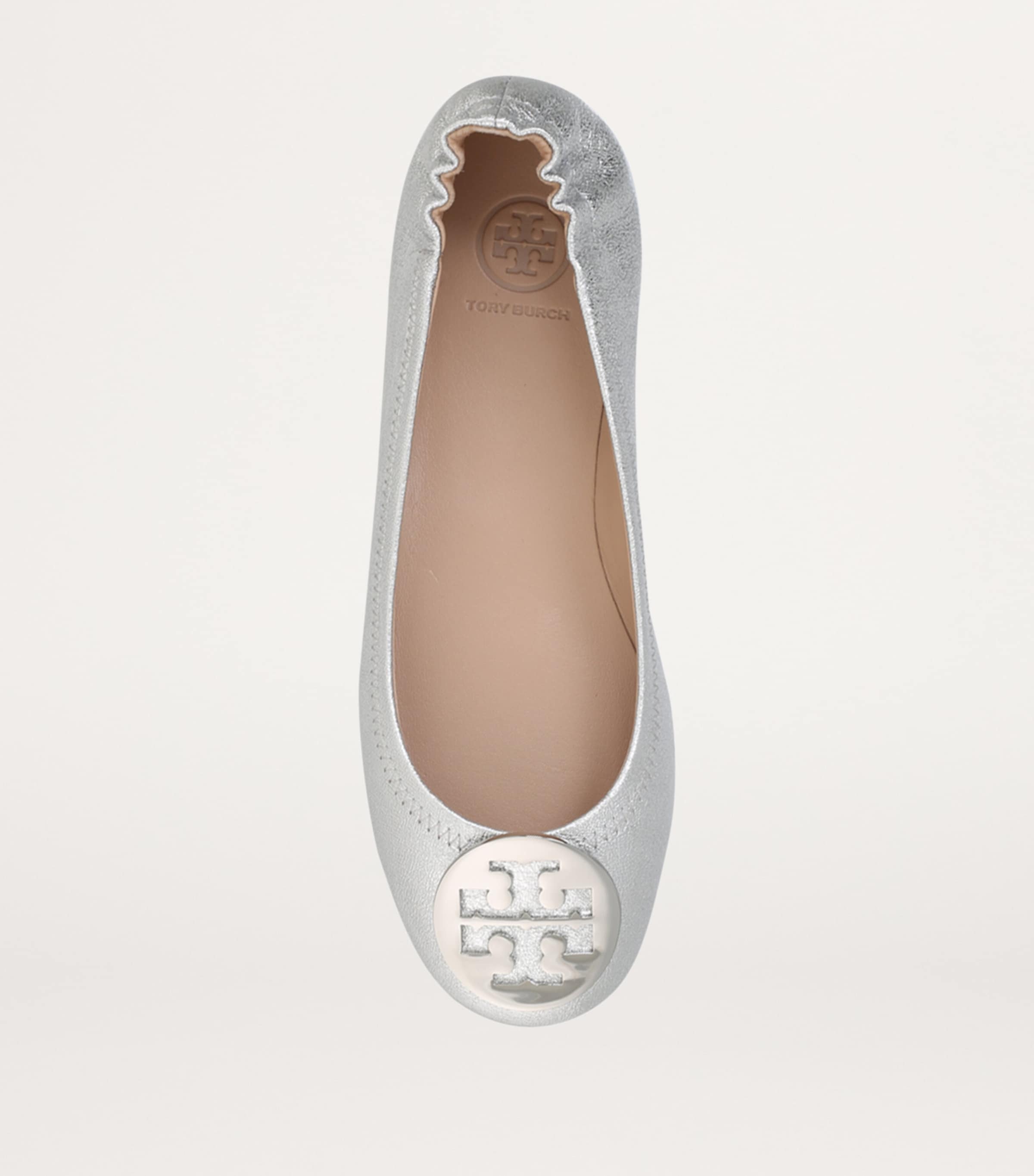 Metallic Leather Minnie Travel Ballet Flats GREY/LIGHT Image 3