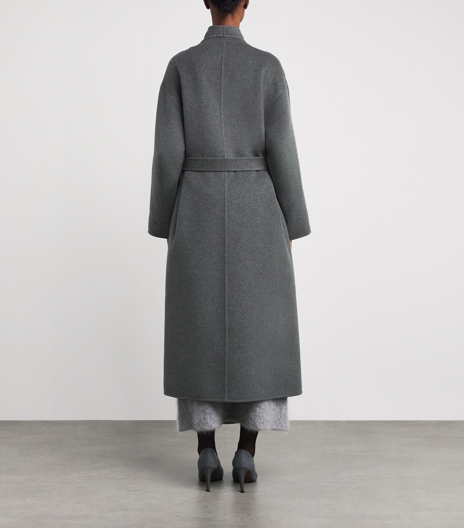Cashmere Wrap Belt Long Coat RU7292 MID GREY Image 4