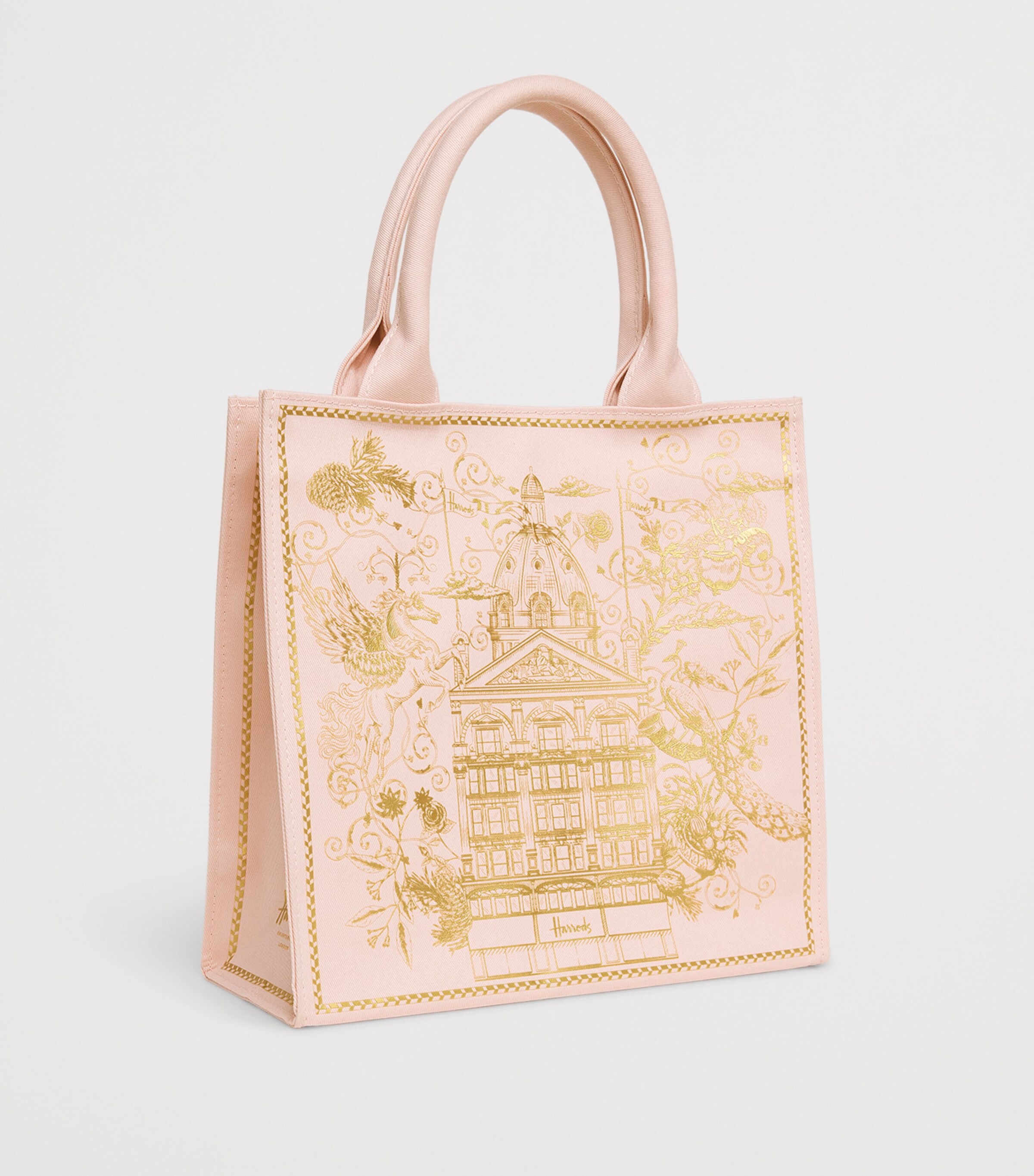 Harrods Small Gold Building Shopper Bag Multi Print Image 2