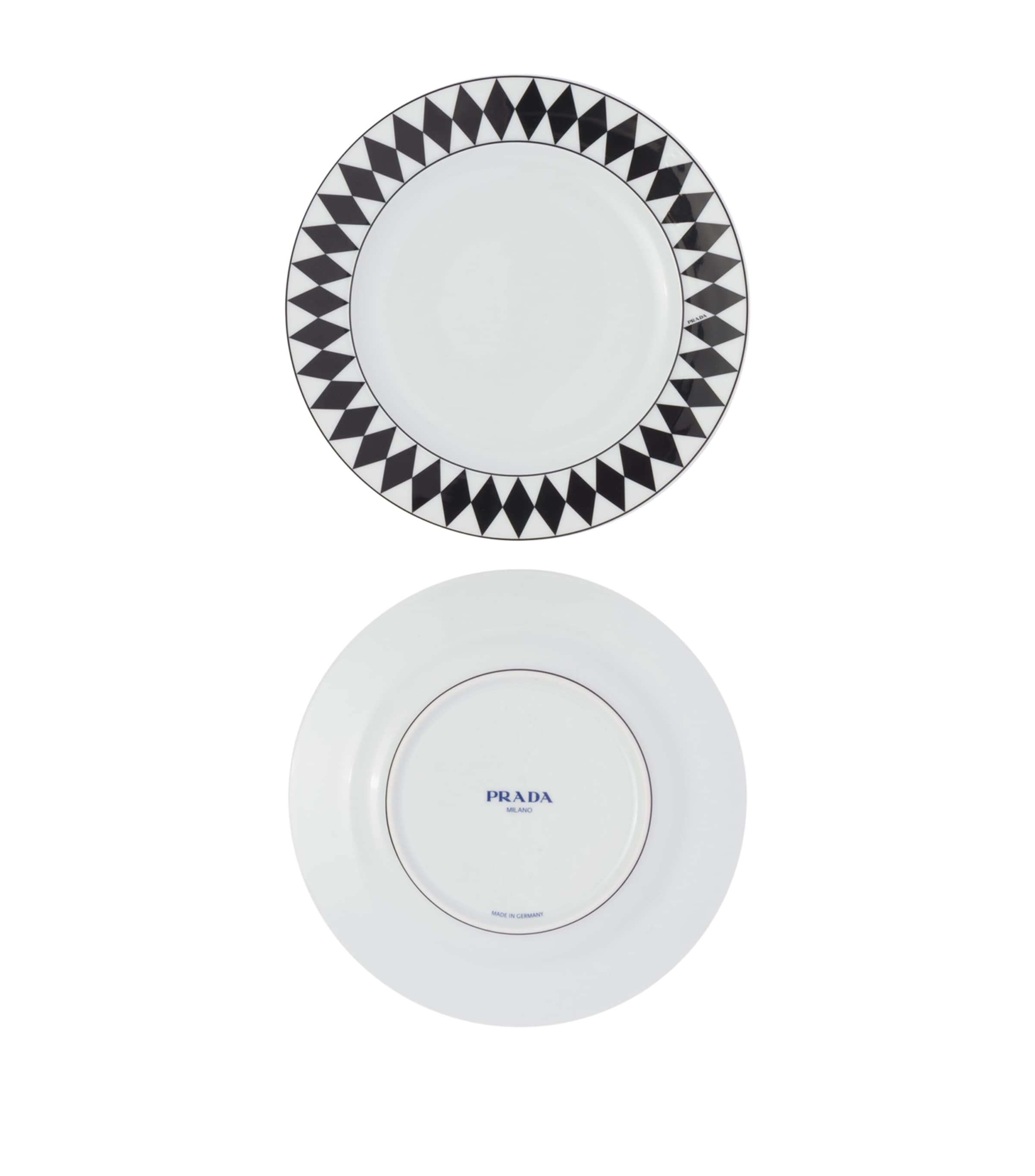 Set of 2 Porcelain Chequerboard Dessert Plates (22cm) F0E5W Image 3