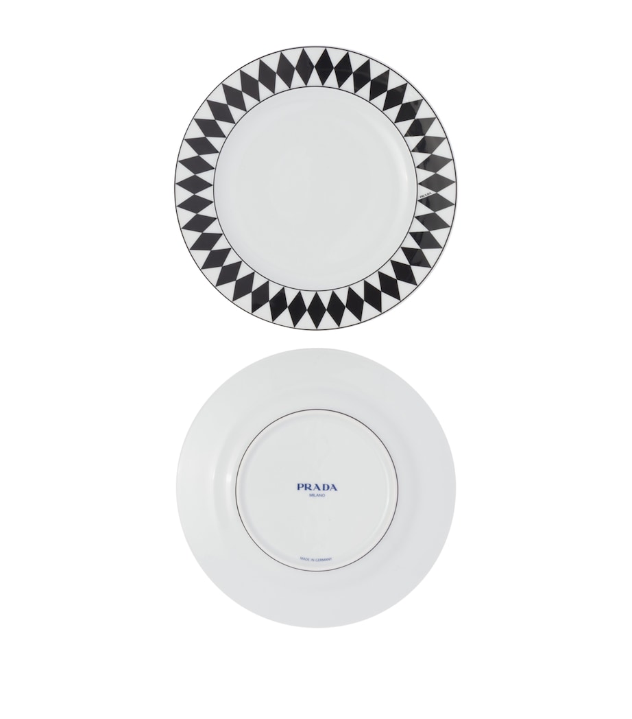 Set of 2 Porcelain Chequerboard Dessert Plates (22cm) F0E5W Image 3