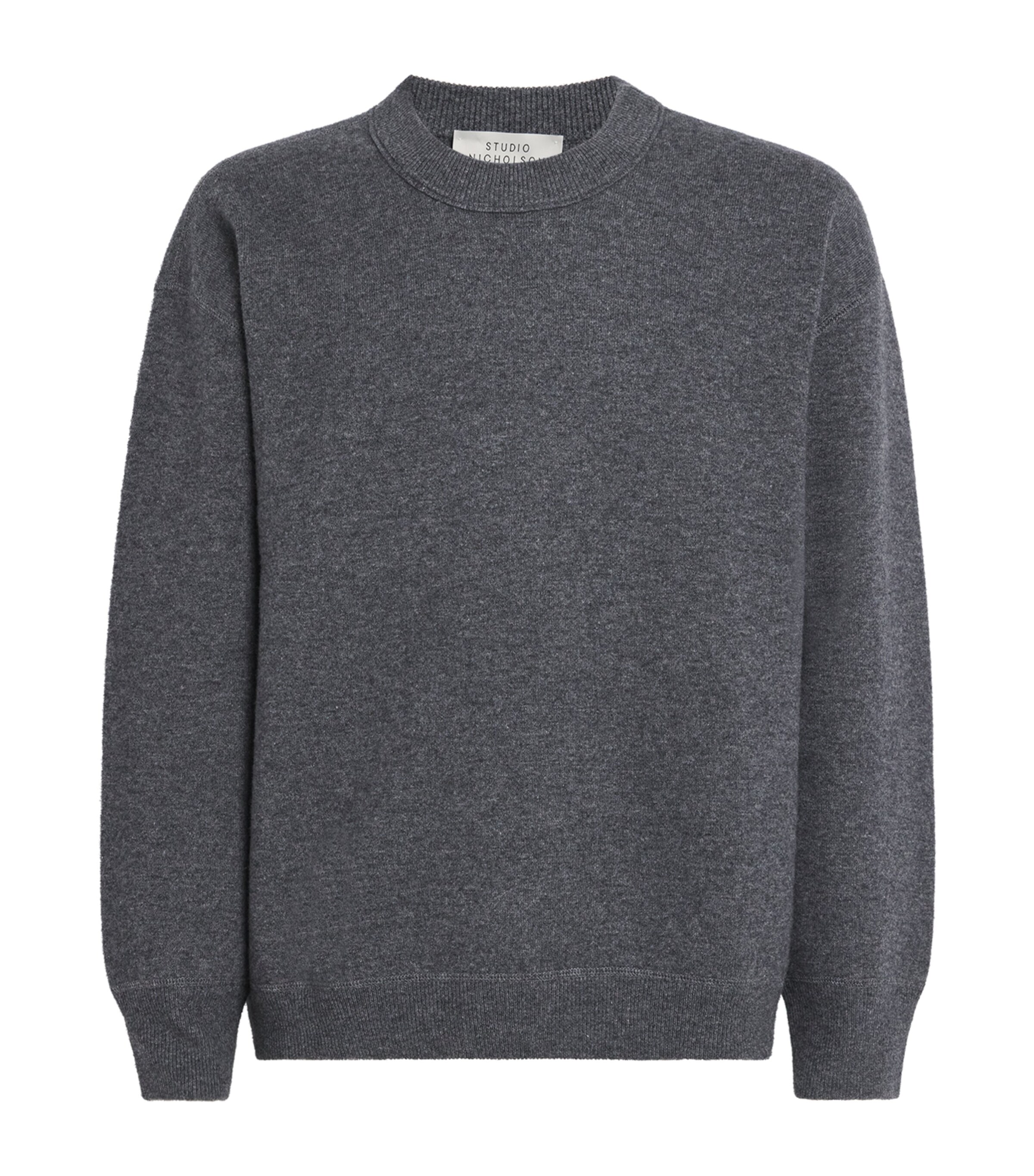 Studio Nicholson Mens Wool-Cashmere Moray Sweater Charcoal Marl Image 1