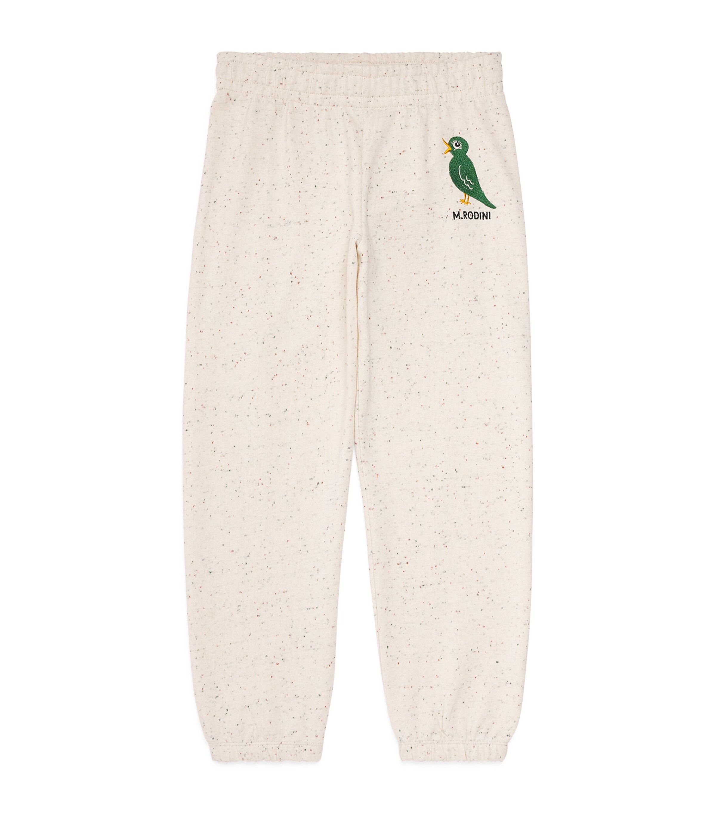 Mini Rodini Organic Cotton Embroidered Sweatpants (3-11 Years) Offwhite Image 1