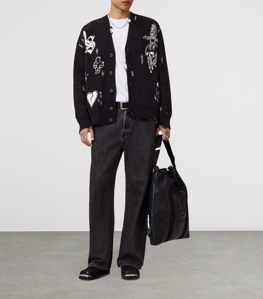 Organic Cotton Caledon Cardigan BLACK/CHALK WHITE Image 3