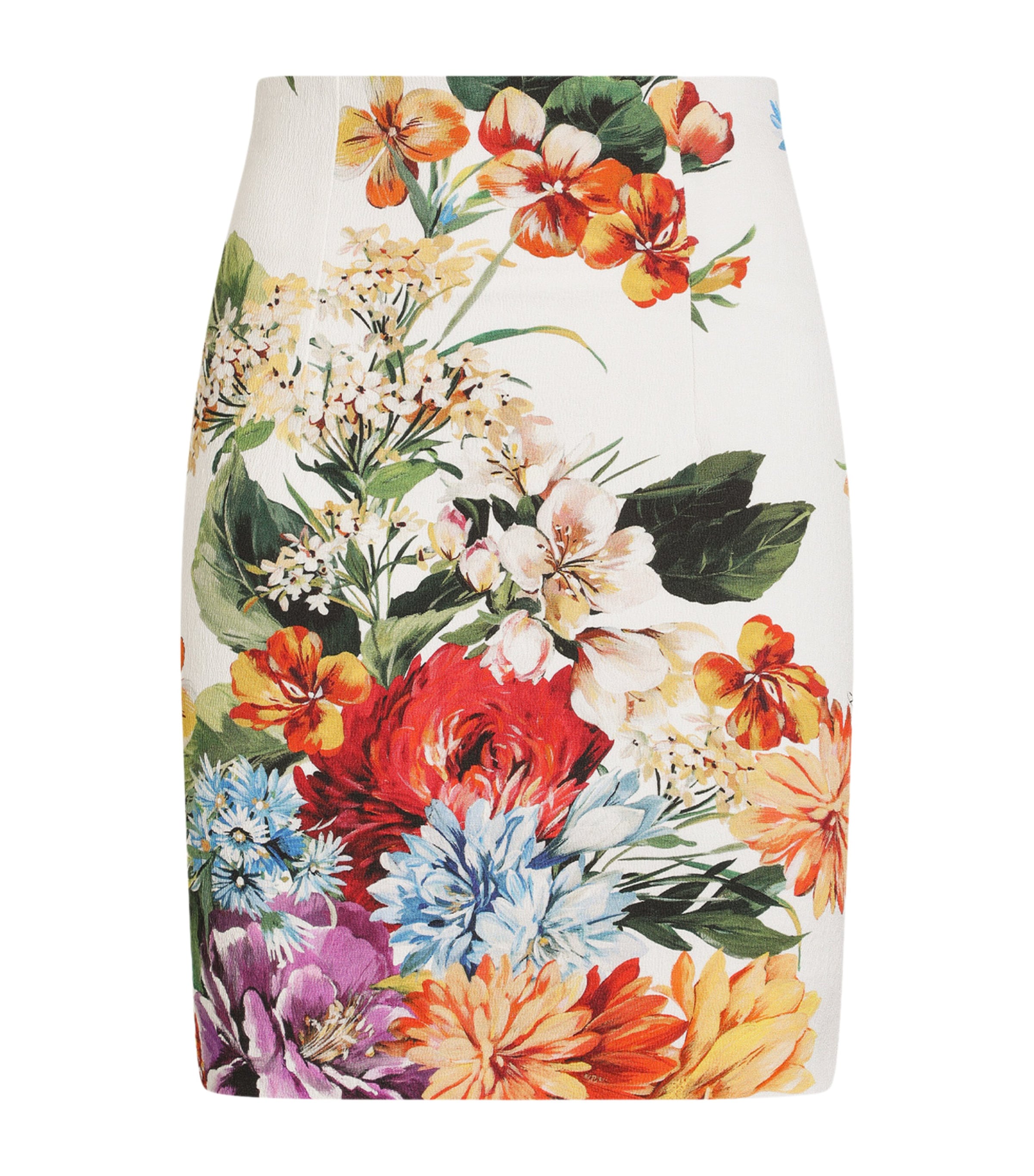 Dolce & Gabbana High Waist Floral Print Mini Skirt In Multi