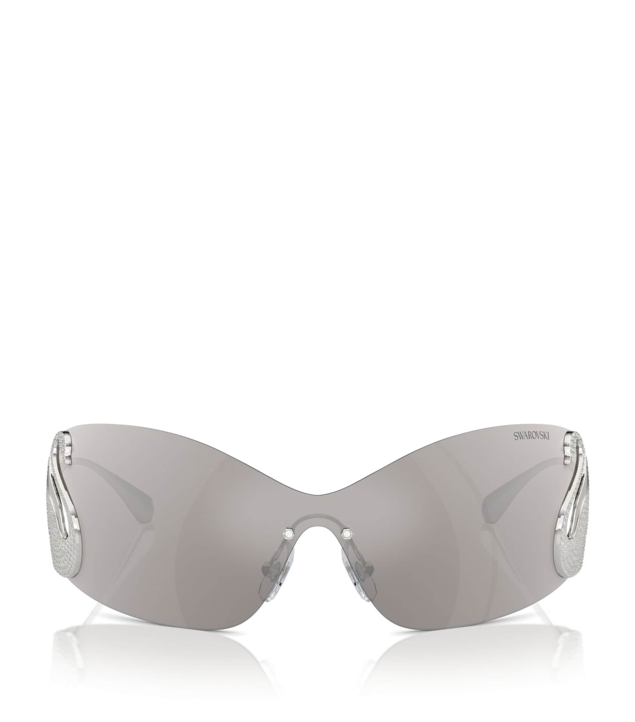Swarovski Womens Silver Sk7020 Irregular-frame Metal Sunglasses In Silver