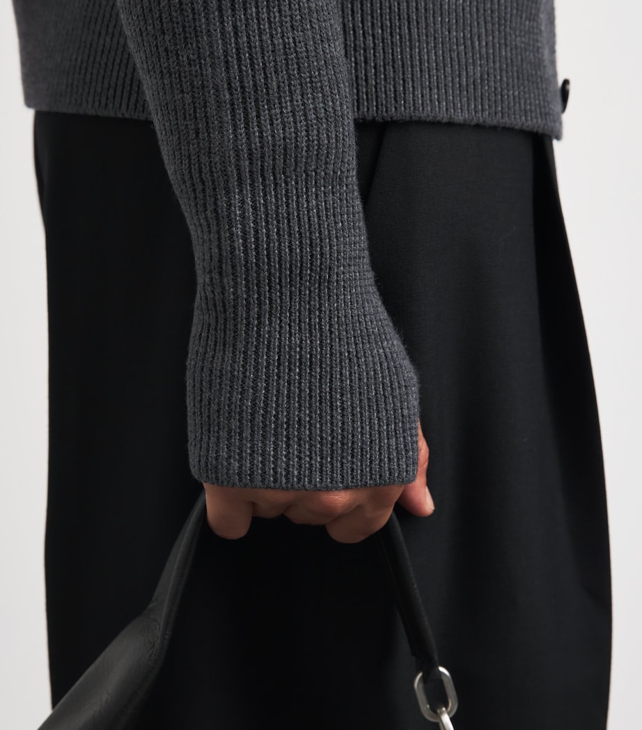 Barena Mens Virgin Wool Ribbed Cardigan Grigio Image 3