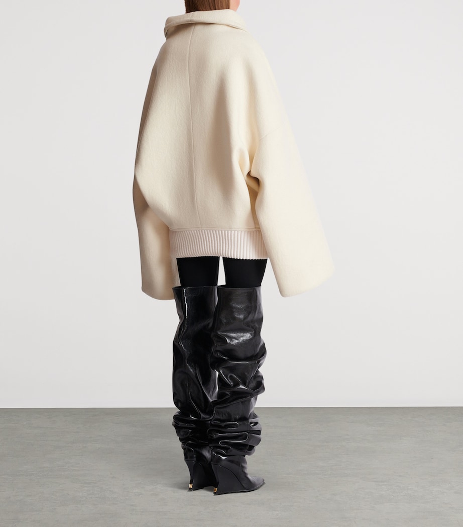 Wool-Blend Oversized Caban Jacket 0FA BLANC Image 3