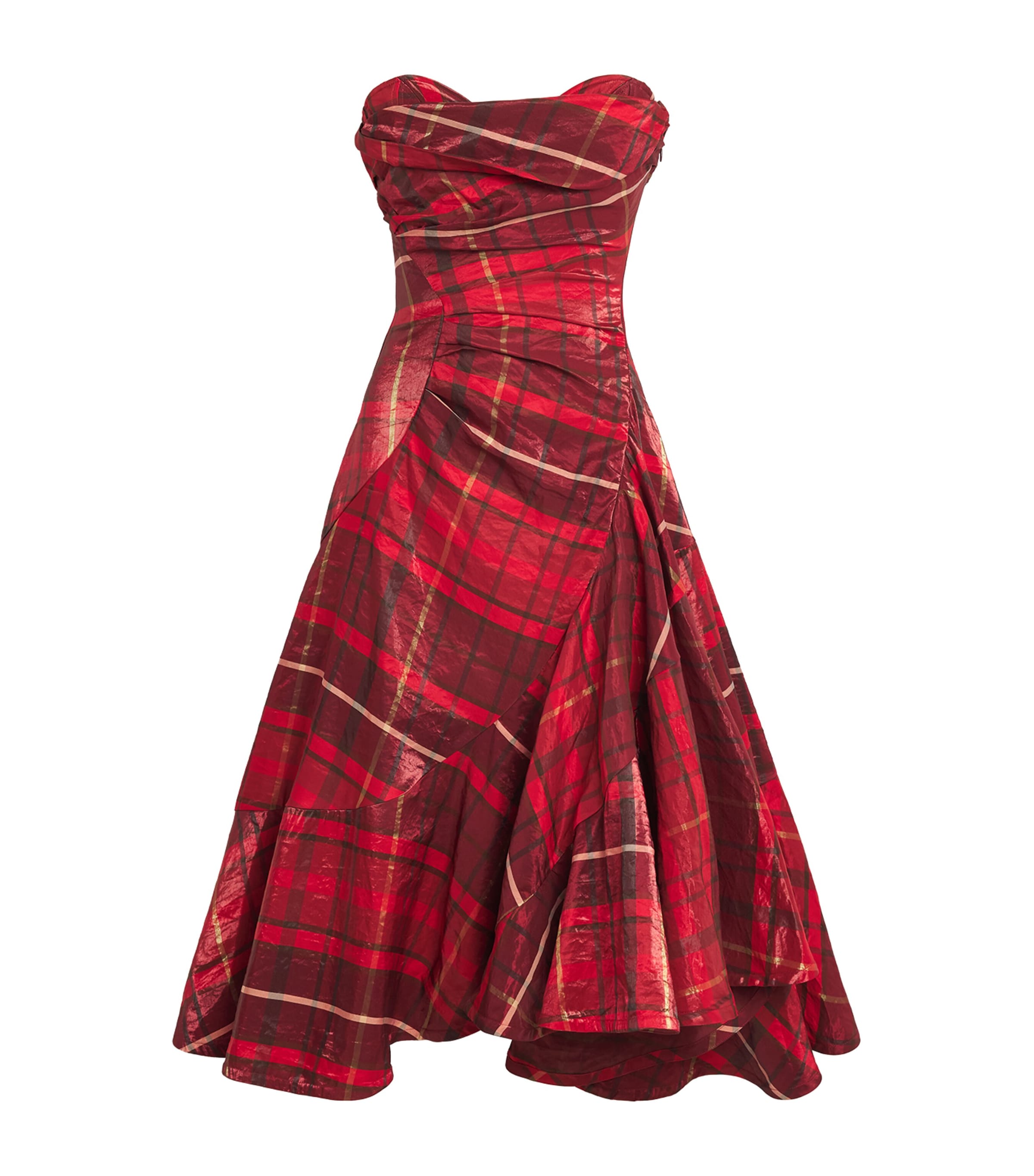 Vivienne Westwood Spiral Midi Dress Shiny Bordeaux