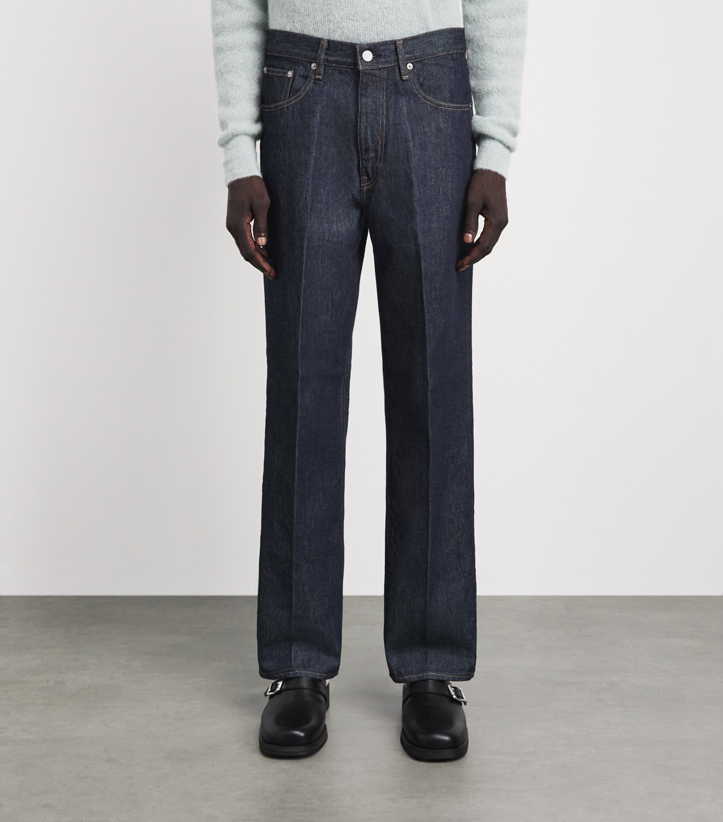 Auralee Mens Hard Twist Straight Jeans Indigo Image 4