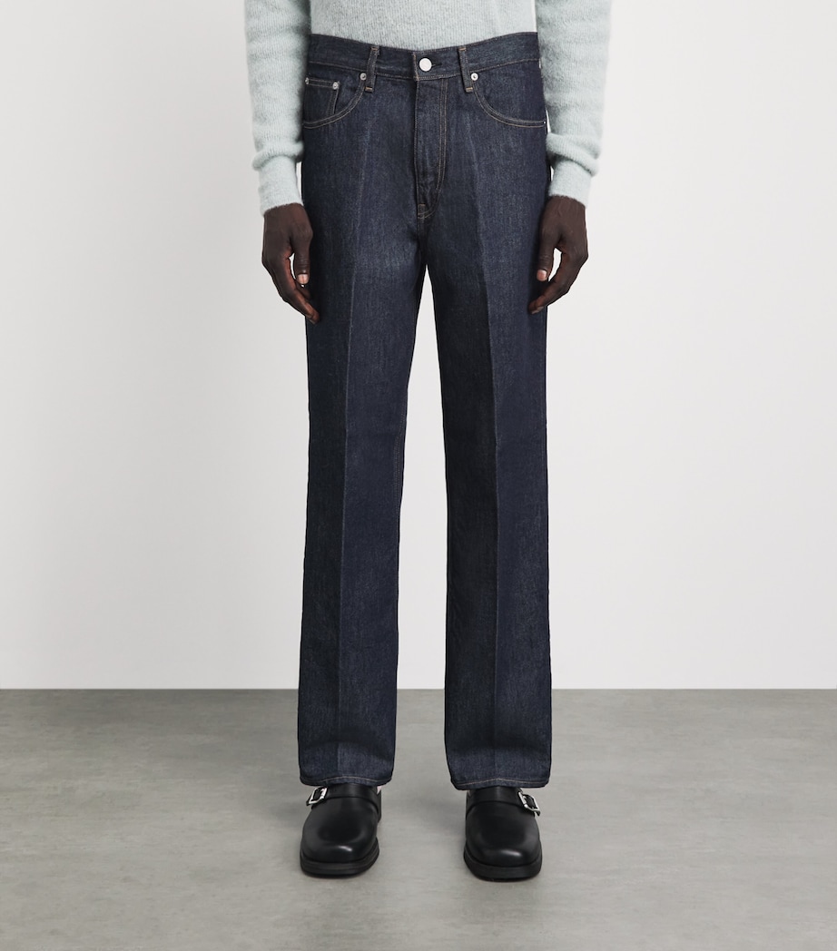 Auralee Mens Hard Twist Straight Jeans Indigo Image 4