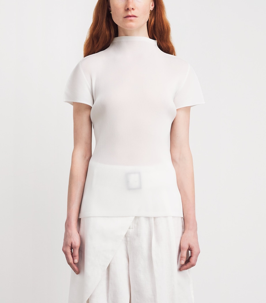 Pleats Please Issey Miyake Womens High-Neck Mist Basics T-Shirt Image 4