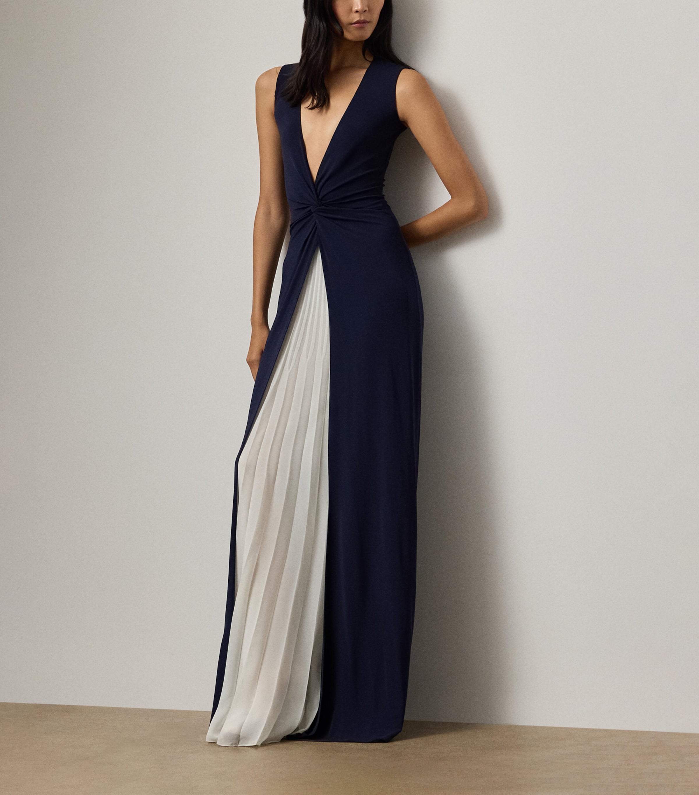 Pleated Zach Maxi Dress NAVY-410 Image 2