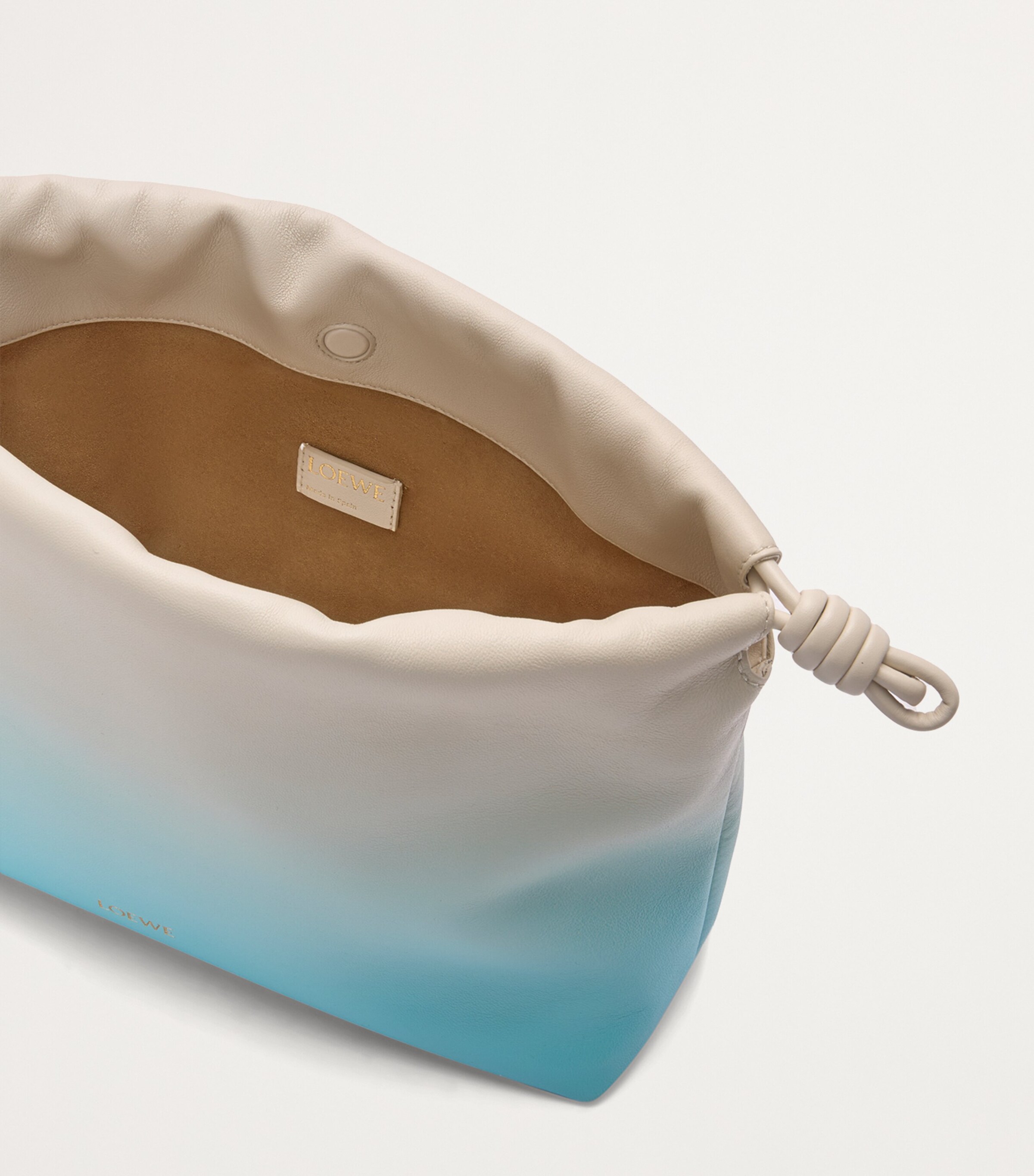 Medium Leather Flamenco Shoulder Bag SOFT WHITE/SKY BLUE Image 8