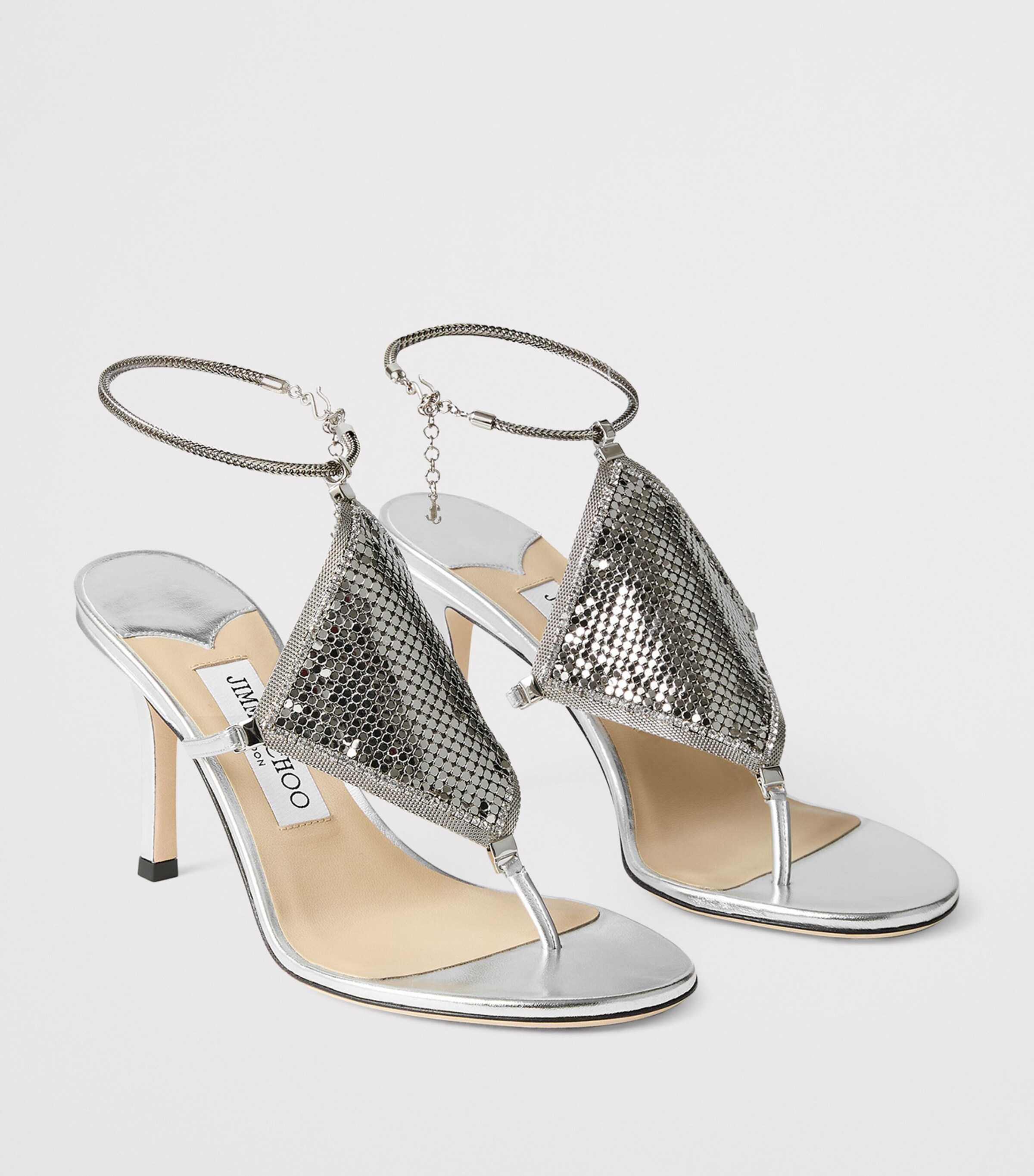 Archive Collection: Metallic Leather Heeled Sandals SILVER Image 5