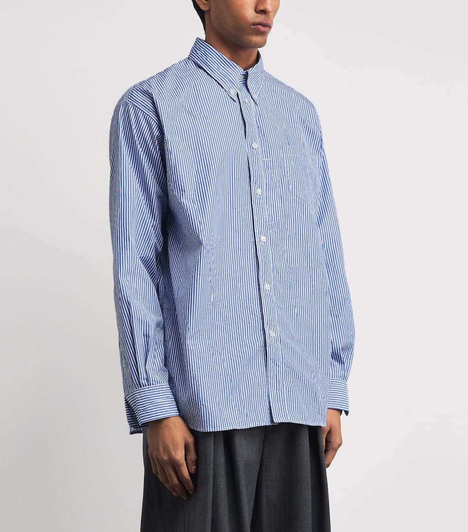 Willy Chavarria Mens Cotton Veterano Shirt Sail Blue Stripe Image 4