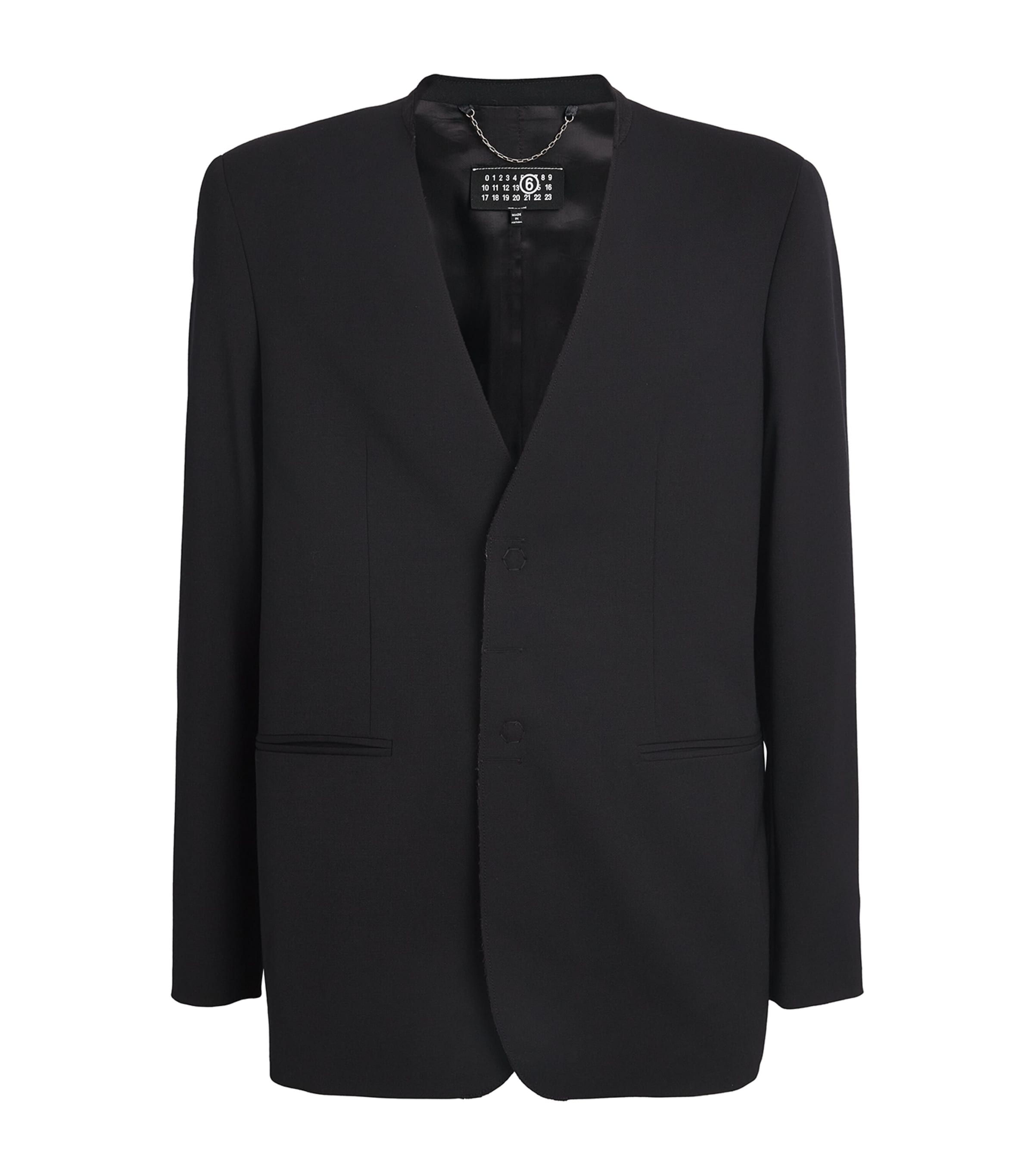 Shop Mm6 Maison Margiela Collarless Blazer In Black