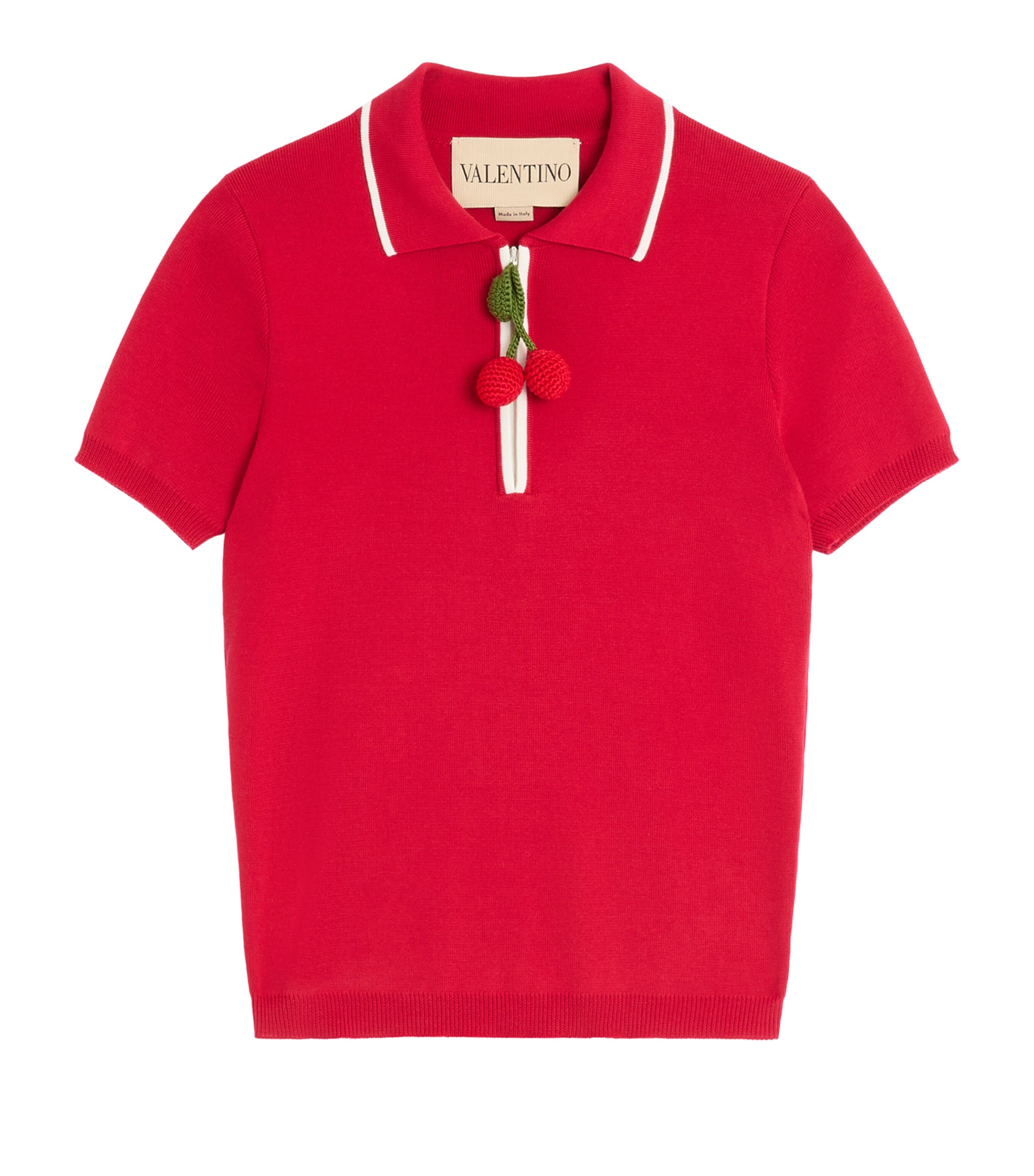 Valentino Cotton Cherryfic Polo Shirt | Women Clothing | Knitwear | Jumpers | Designers | Valentino Garavani | Men Clothing | Cardigans