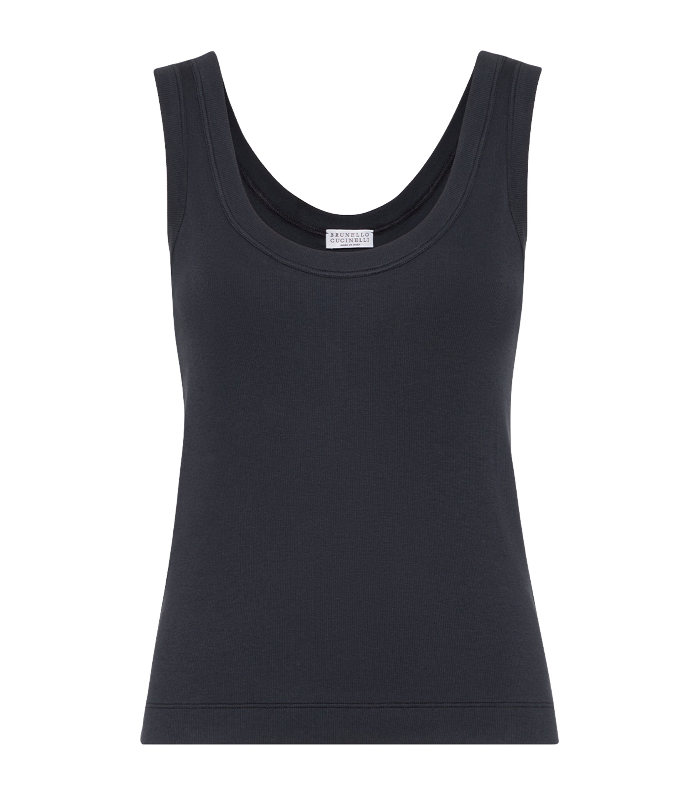 Brunello Cucinelli Womens Stretch-Cotton Scoop-Neck Tank Top Image 1