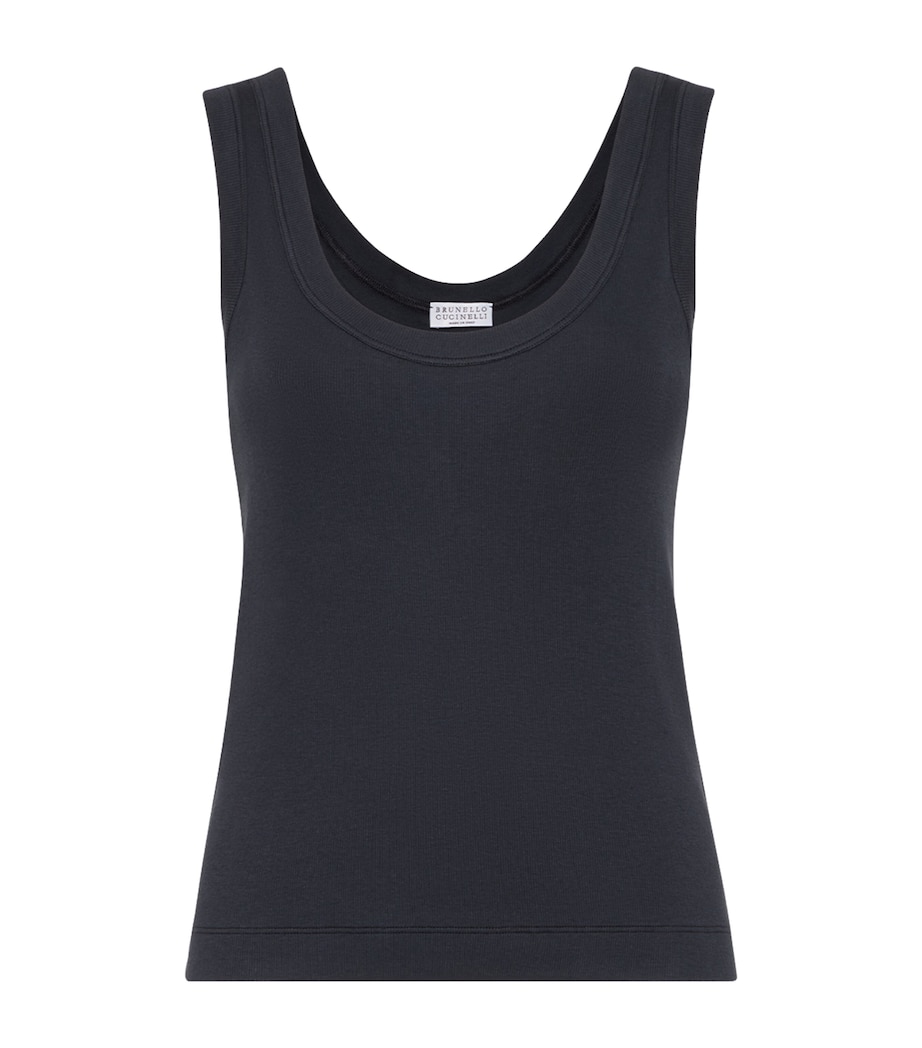 Brunello Cucinelli Womens Stretch-Cotton Scoop-Neck Tank Top Image 1