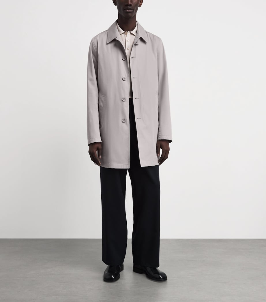 Herno Mens Cotton Twill Overcoat Gray Image 2