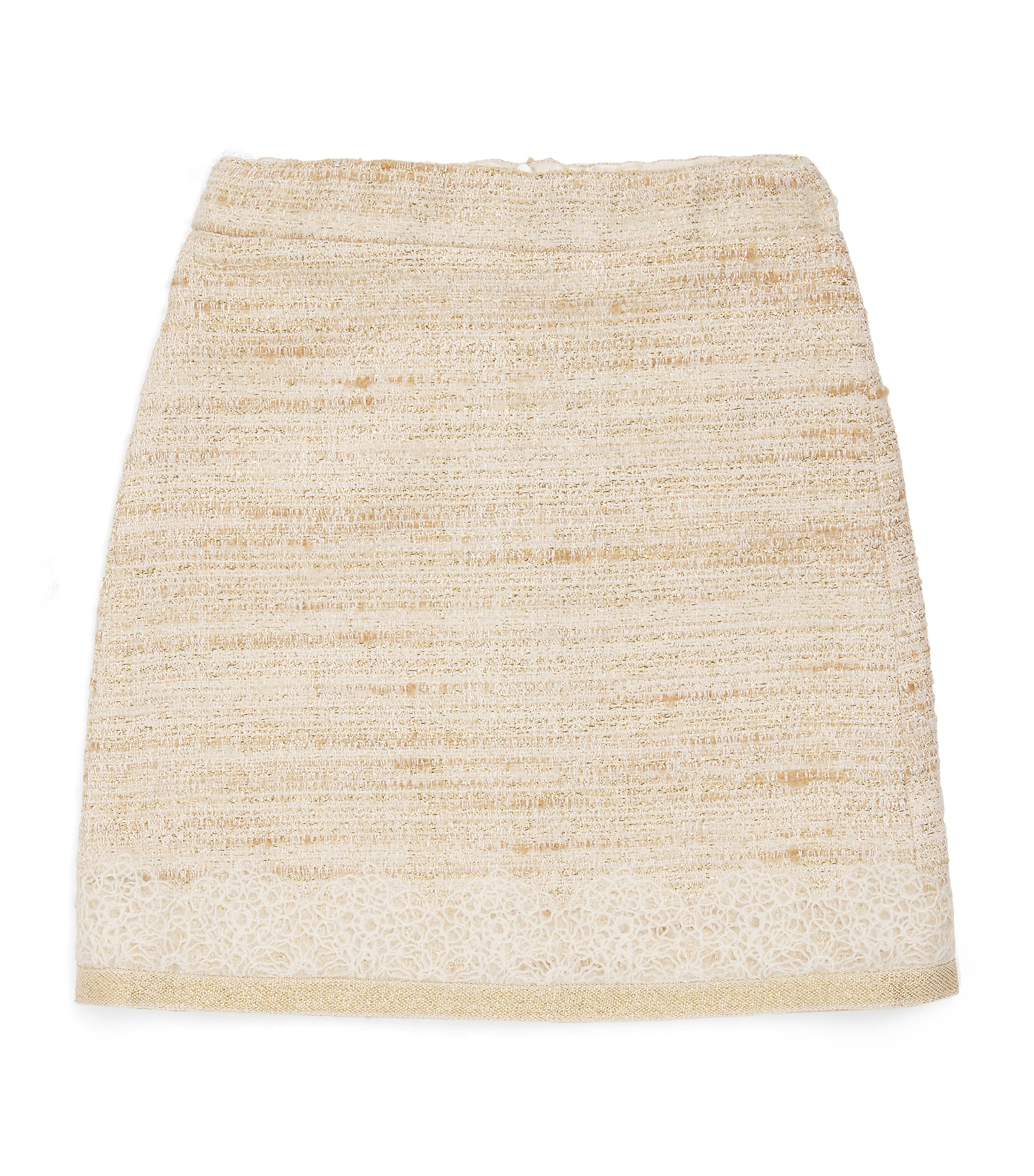 Shop Eirene Wool-blend Lace-trimmed Mini Skirt In Neutral