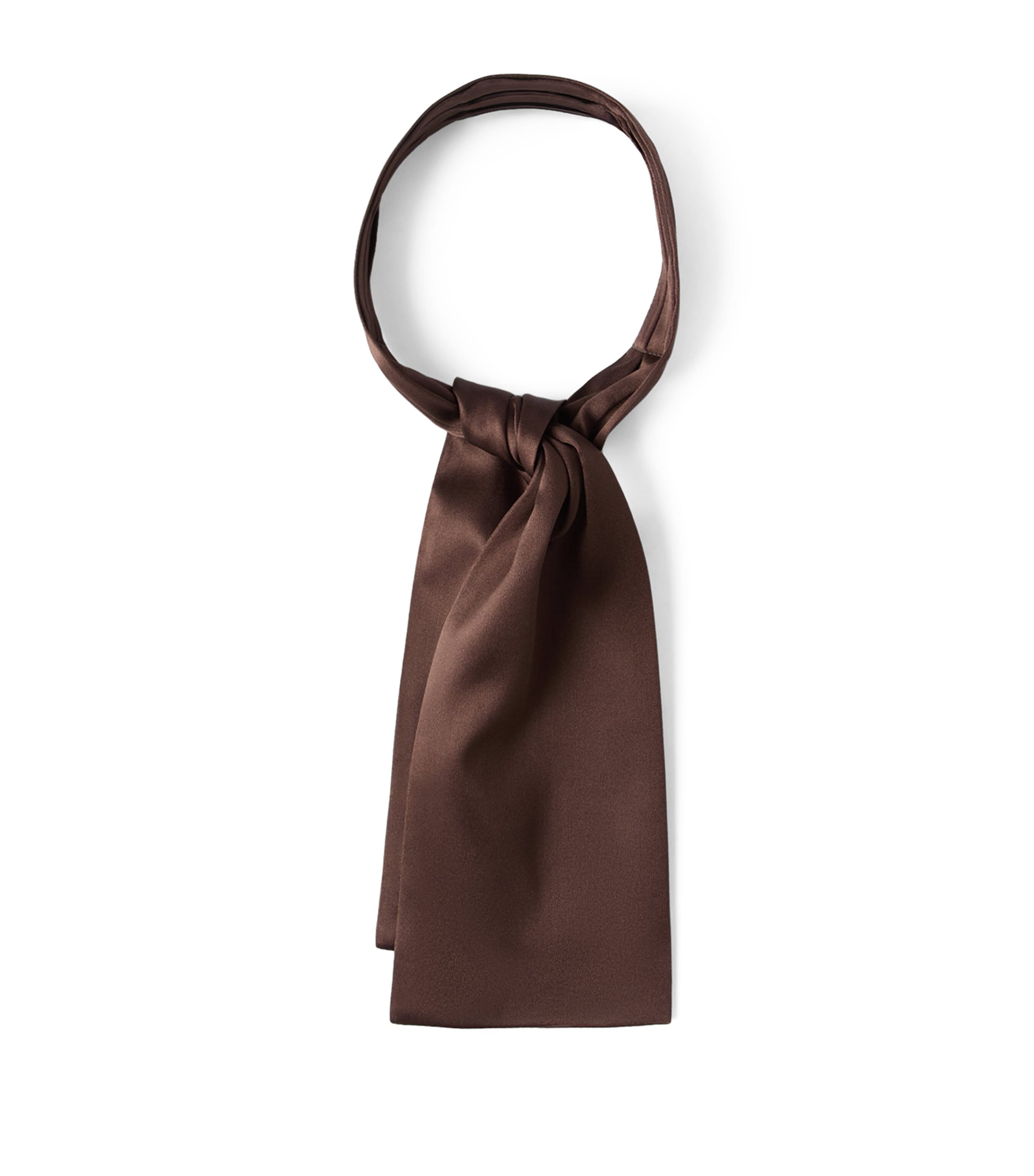 Brunello Cucinelli Stretch-satin Silk Jabot Scarf In Brown