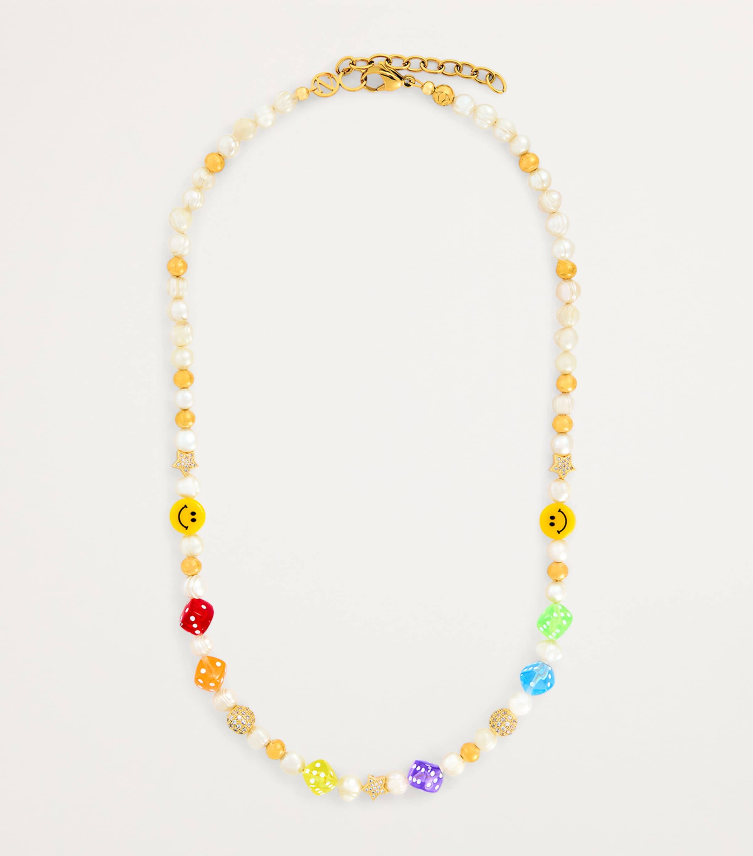 Nialaya Jewelry Pearl-Detail Pair of Dice Necklace White/multi Image 3