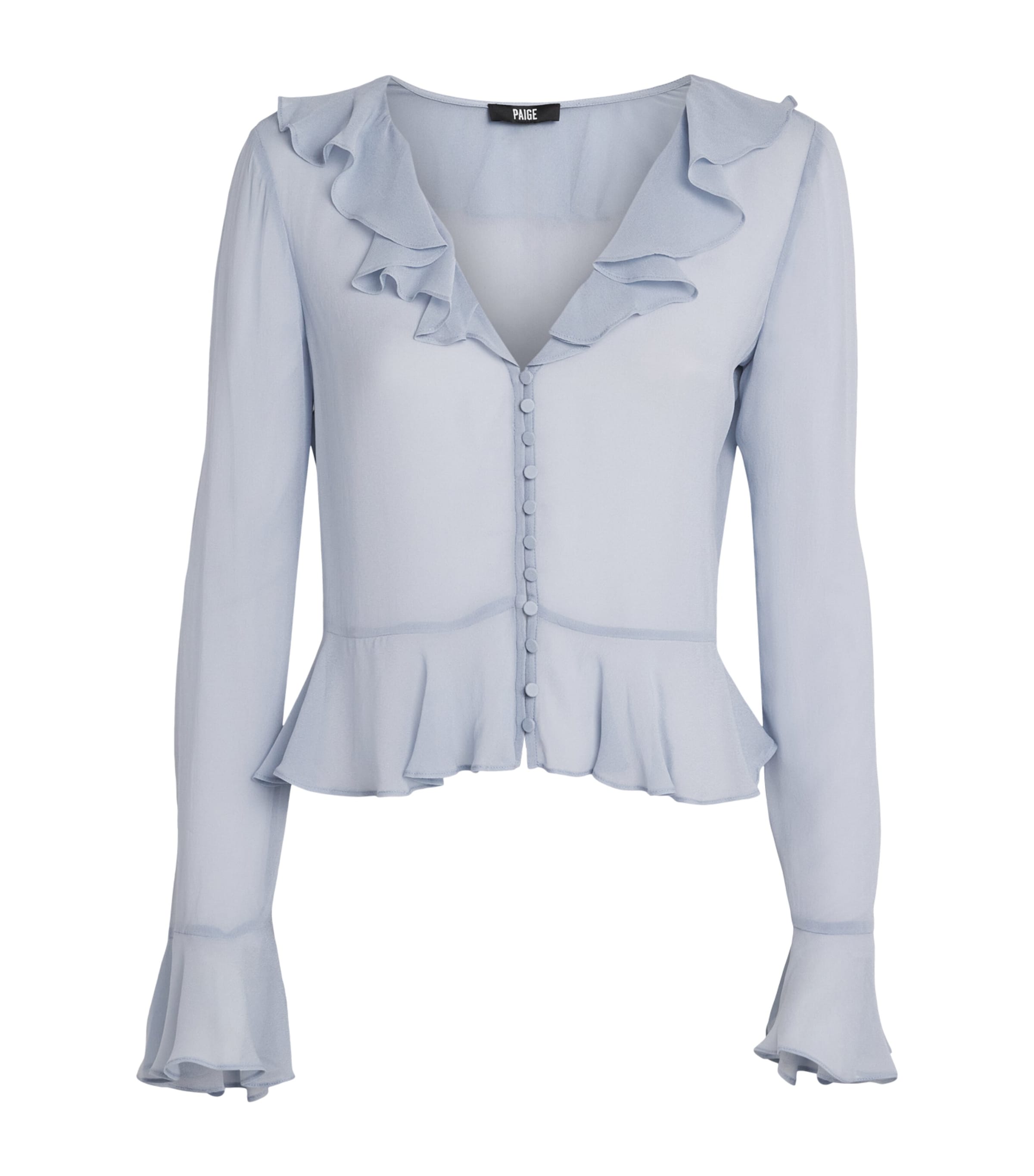 PAIGE Womens Peplum Getty Blouse Stardust Blue Image 1