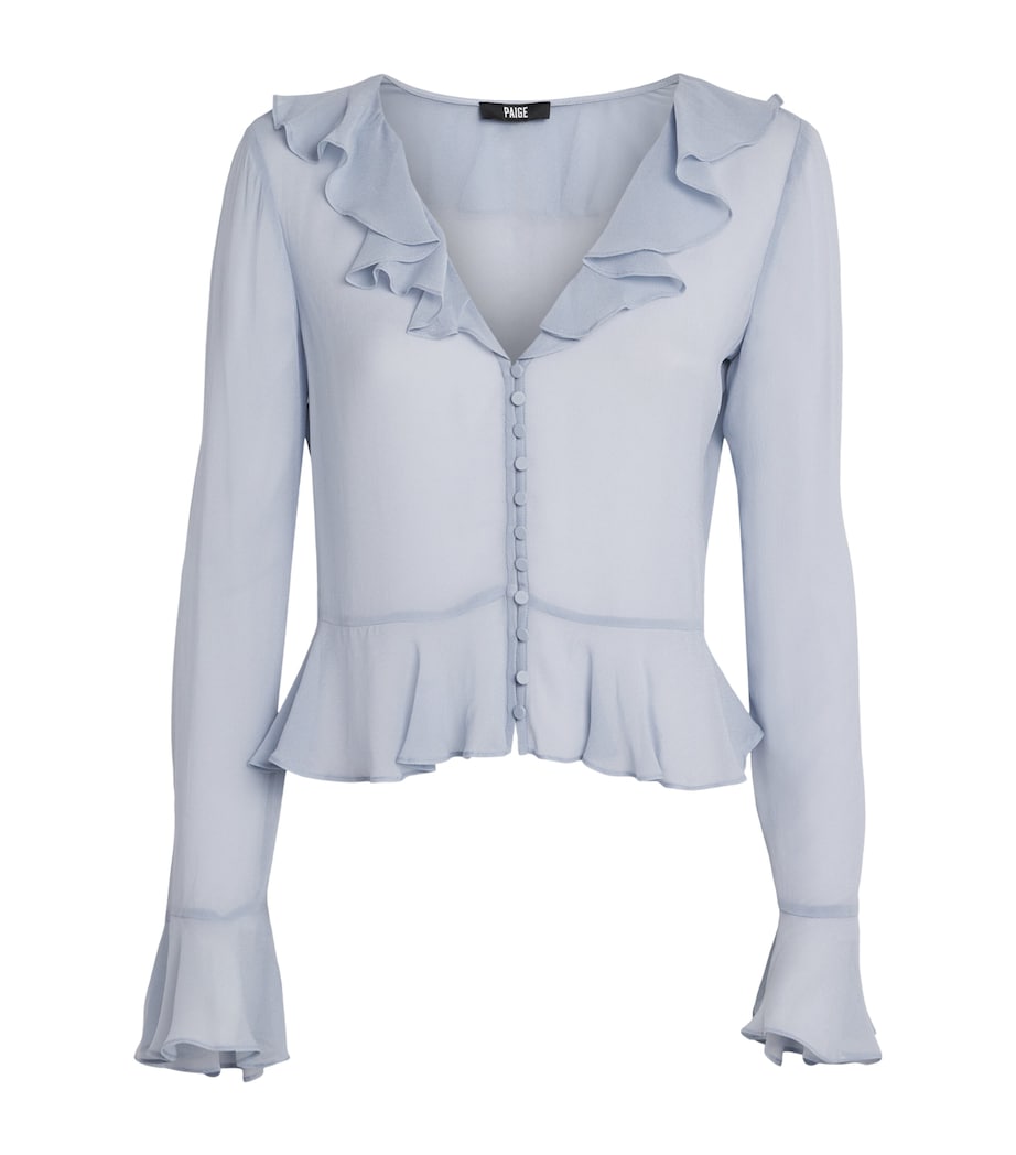PAIGE Womens Peplum Getty Blouse Stardust Blue Image 1