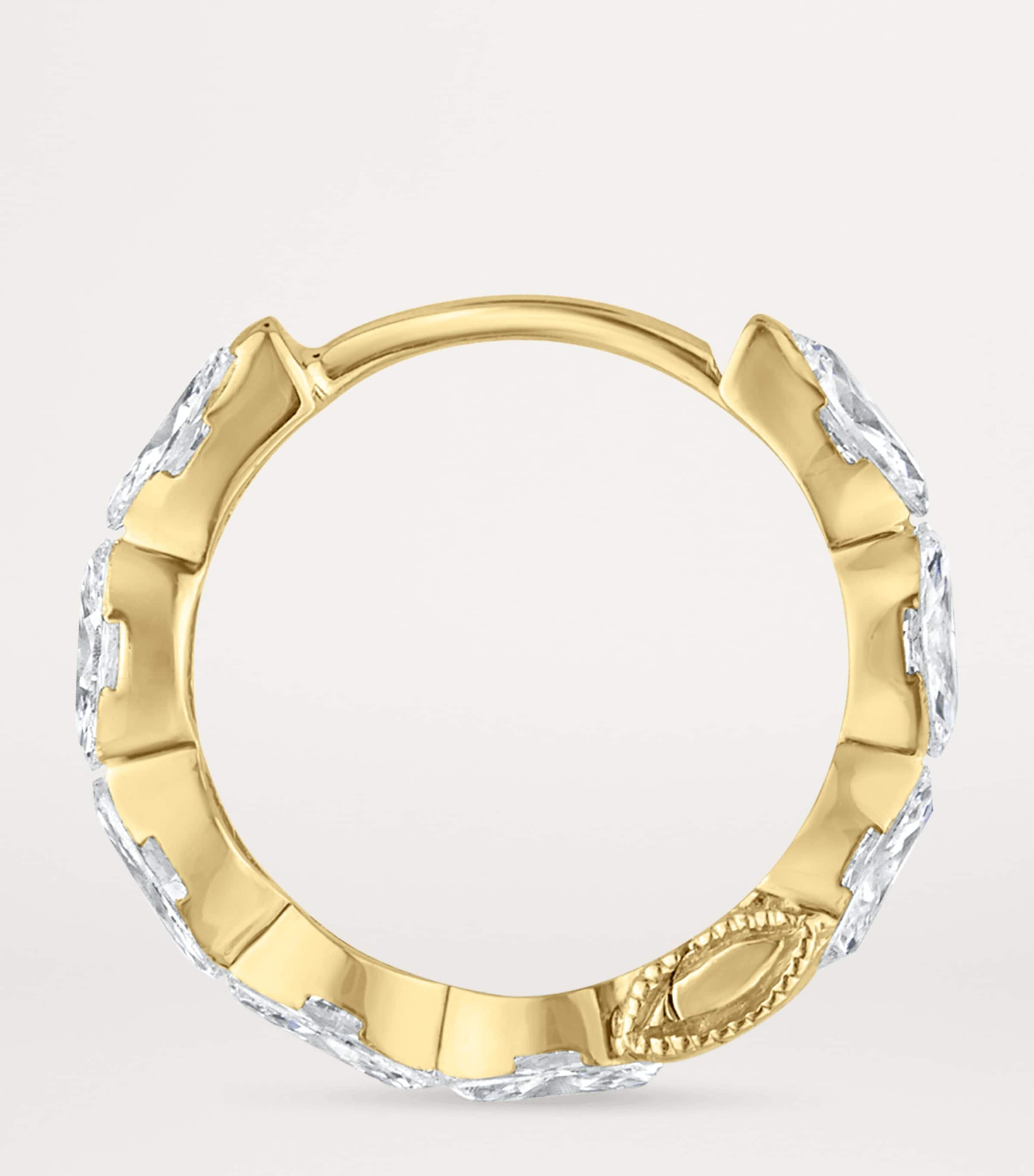 Yellow Gold Invisible Set Diamond Marquise Eternity Hoop Earring (9.5mm) YELLOW GOLD Image 3