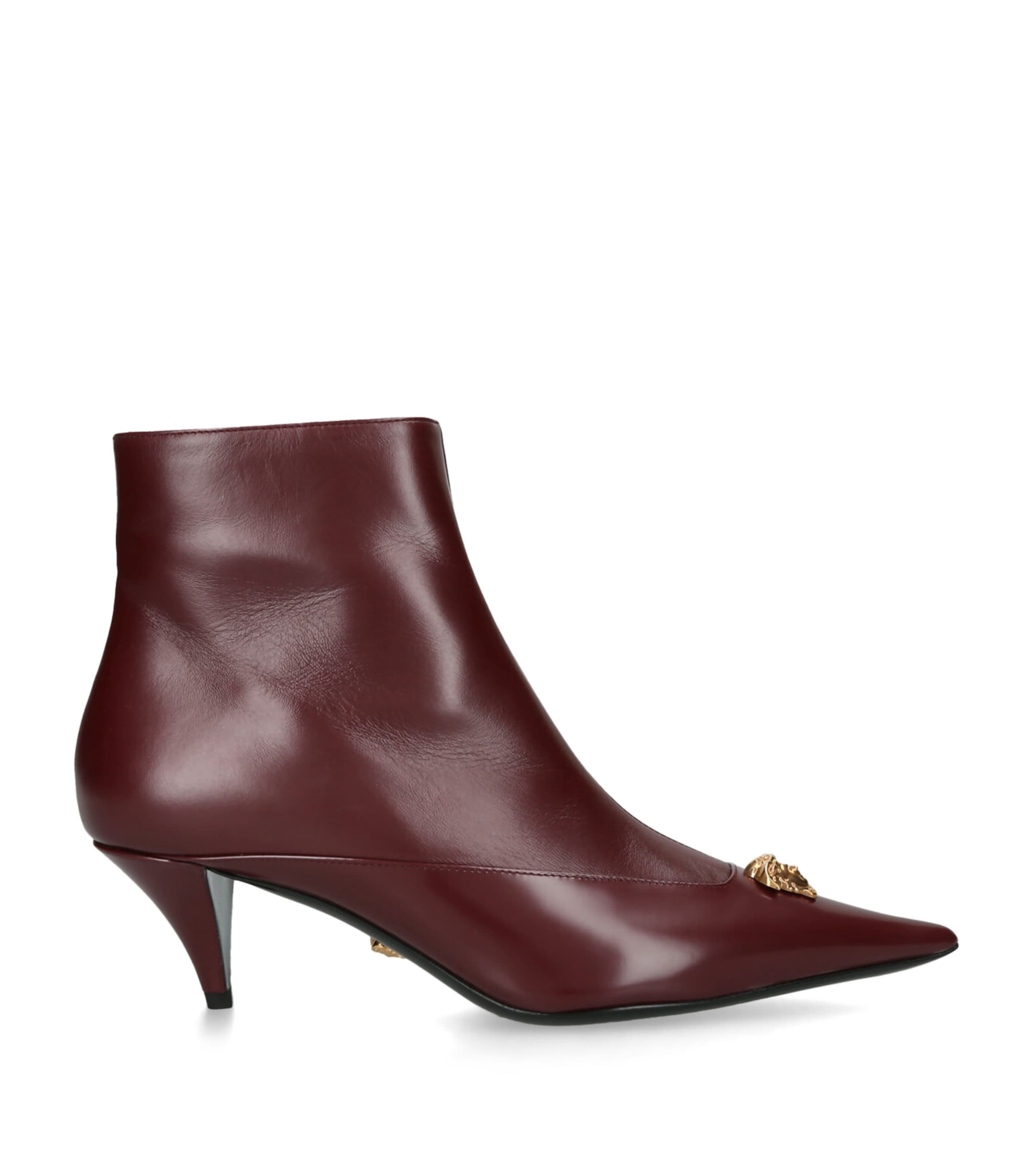 Versace Leather La Medusa Ankle Boots 55 Wine Image 1