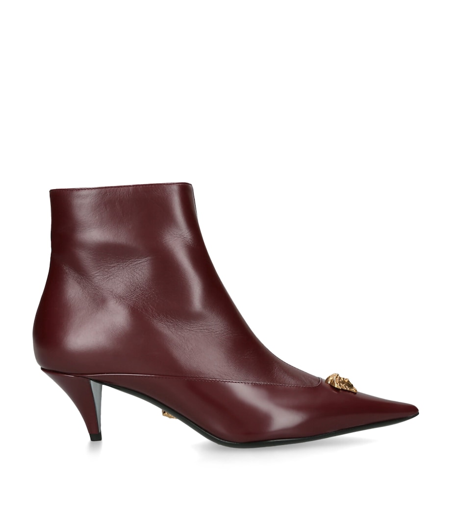 Versace Leather La Medusa Ankle Boots 55 Wine Image 1