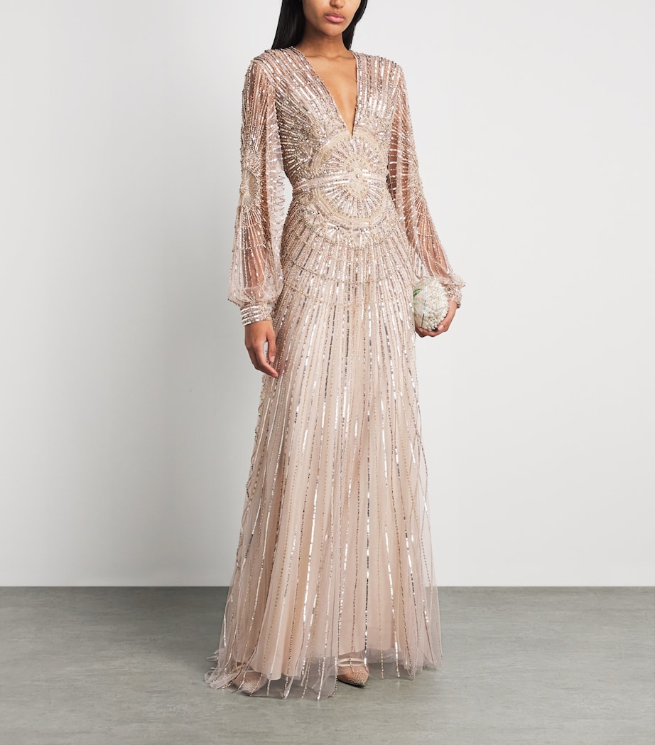Zuhair Murad Womens Embellished Winter Garden Gown Whisper Pink Image 2